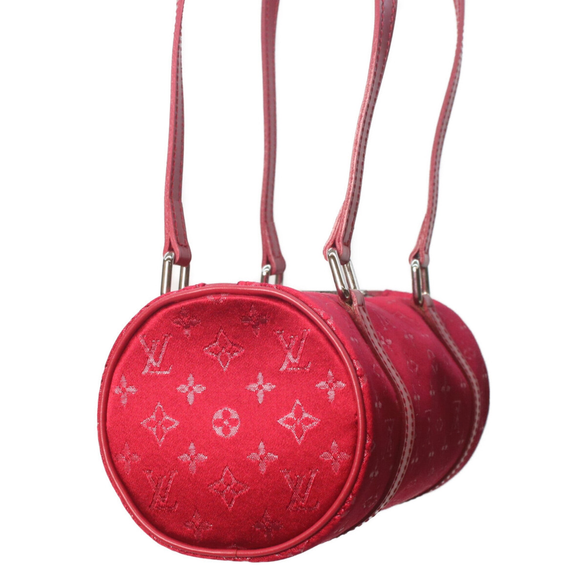 Louis Vuitton Red Color Monogram Satin Handbag (Pre-Owned)