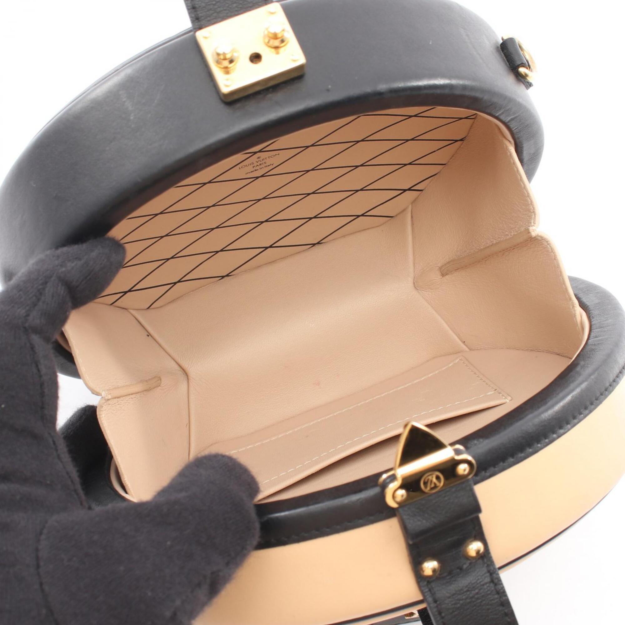 Louis Vuitton Beige Black Leather Handbag (Pre-Owned)