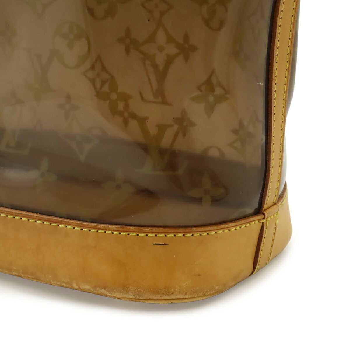 Louis Vuitton Brown Leather Vinyl Pouch Tote Bag (Pre-Owned)