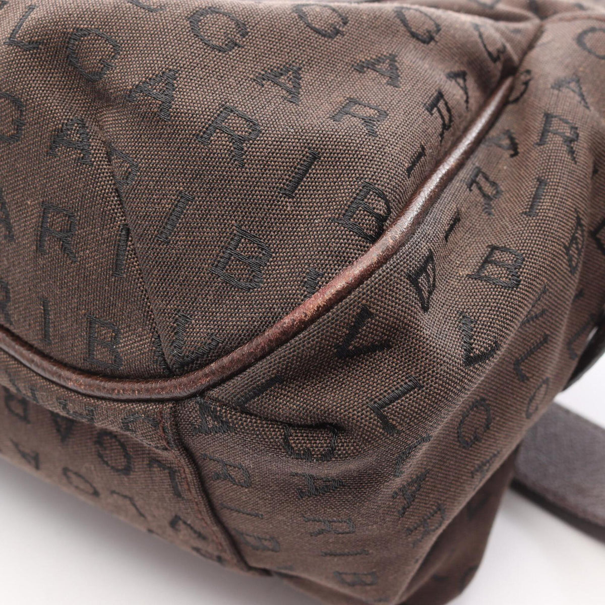 Bvlgari Brown Canvas Leather Handbag Shoulder Bag (Pre-Owned)