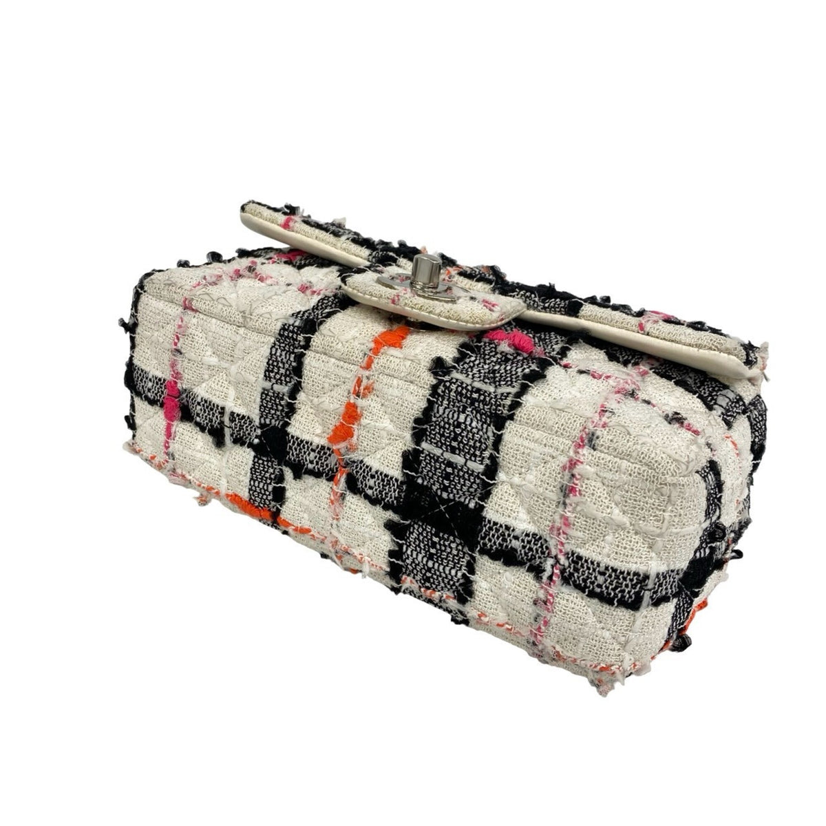 Chanel Black Orange Pink White Tweed Leather Shoulder Bag (Pre-Owned)