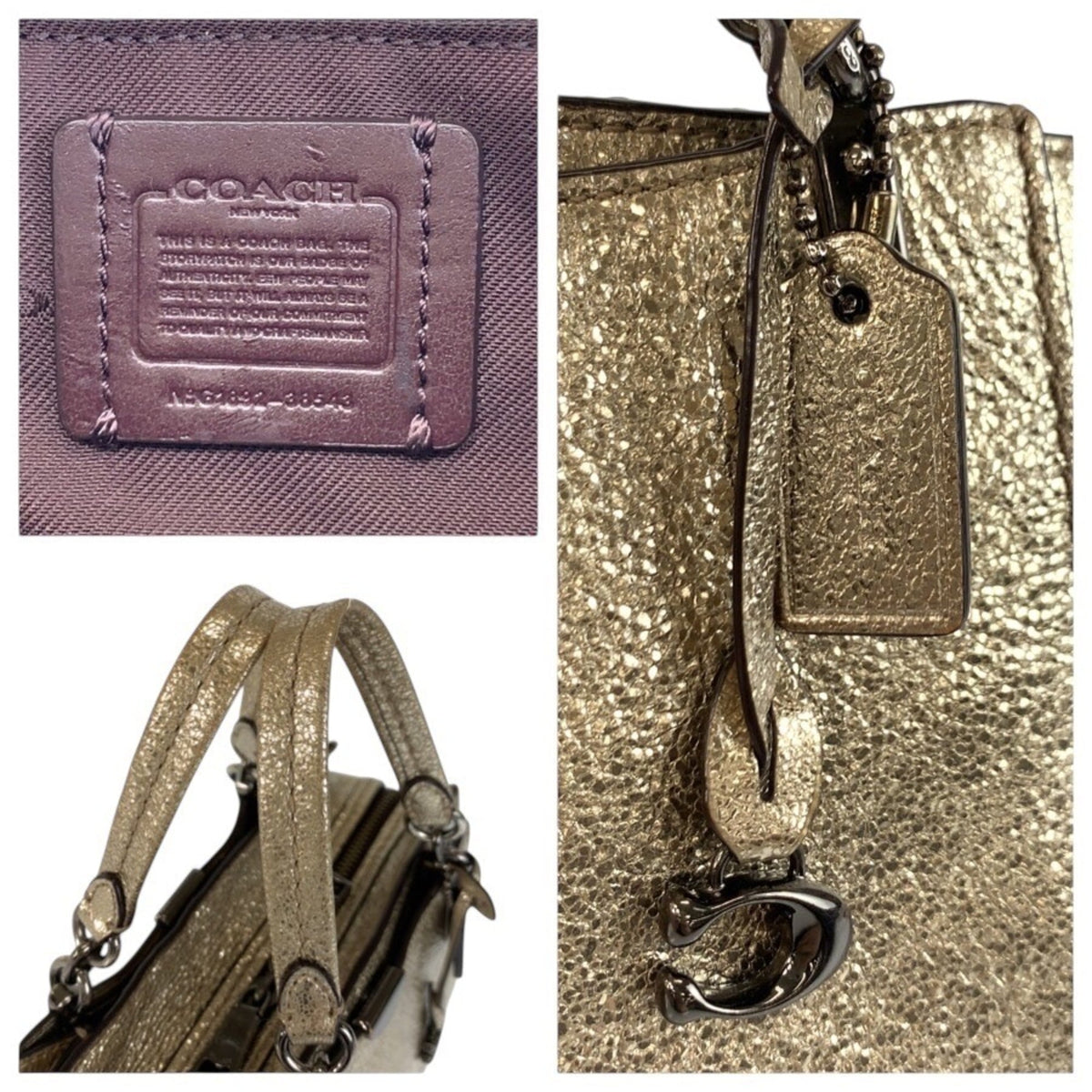 Coach Metallic Gold Leather Handbag Shoulder Bag (Pre-Owned)