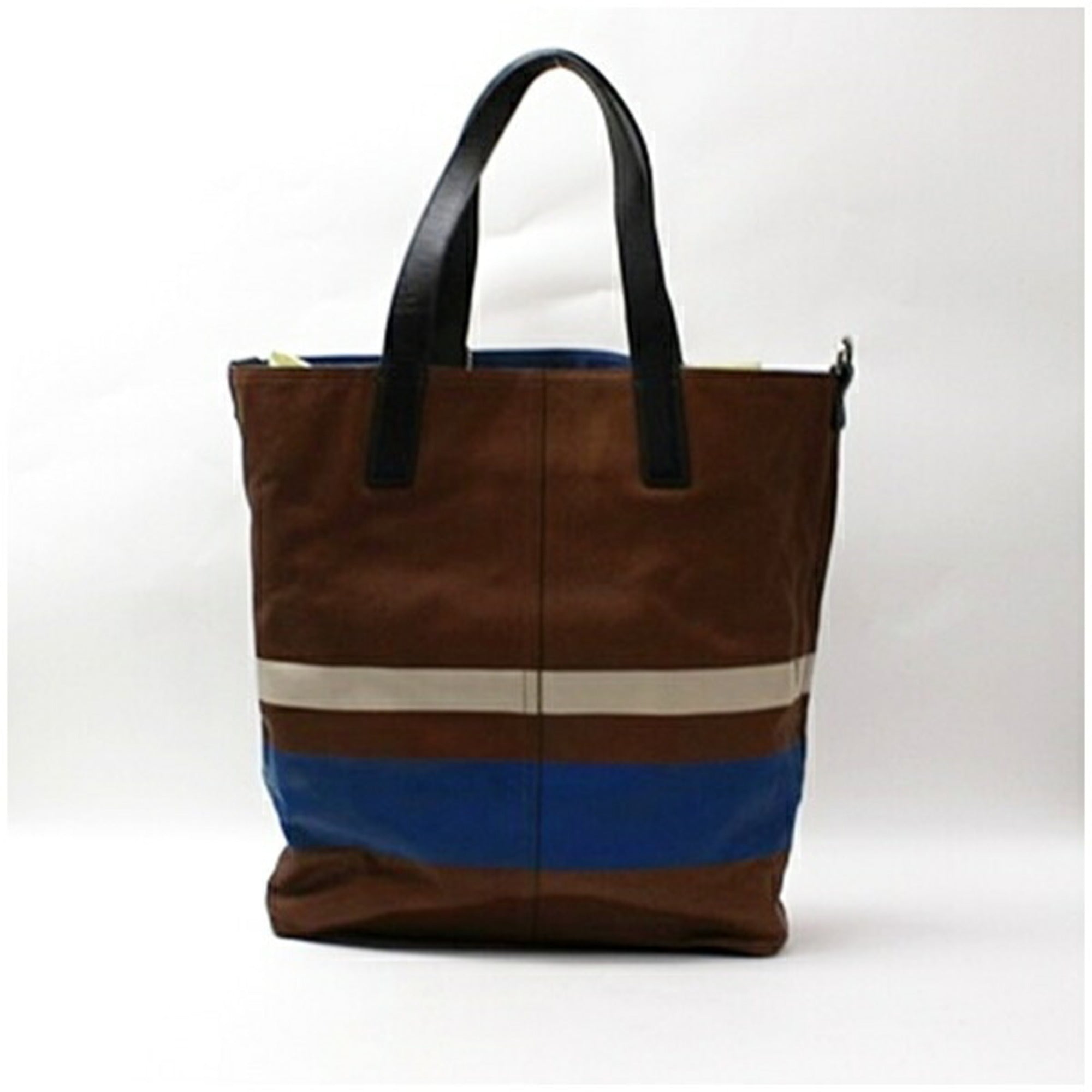 Coach Blue Brown White Leather Canvas Tote Bag (Pre-Owned)