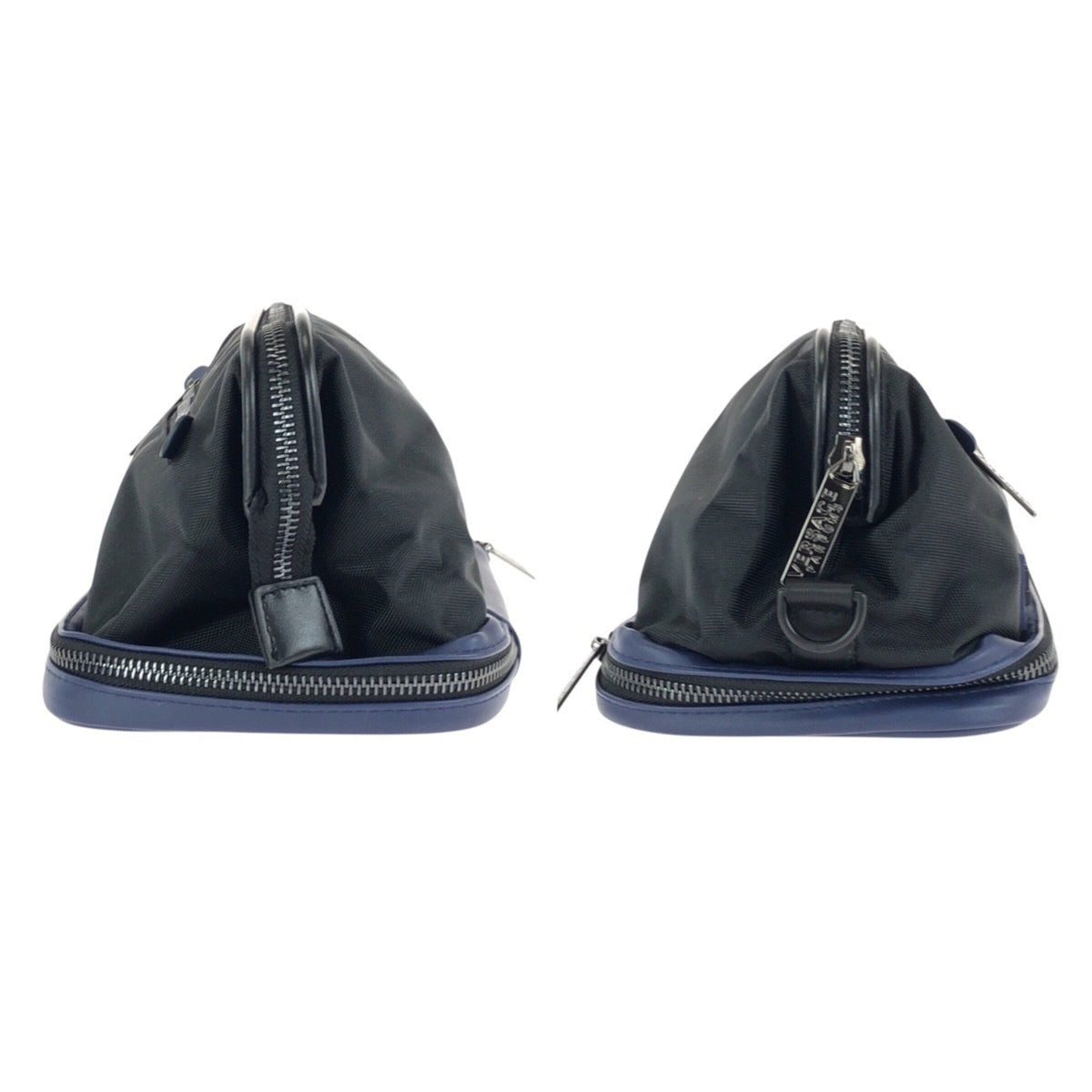 Versace Black Navy Nylon Clutch Bag (Pre-Owned)
