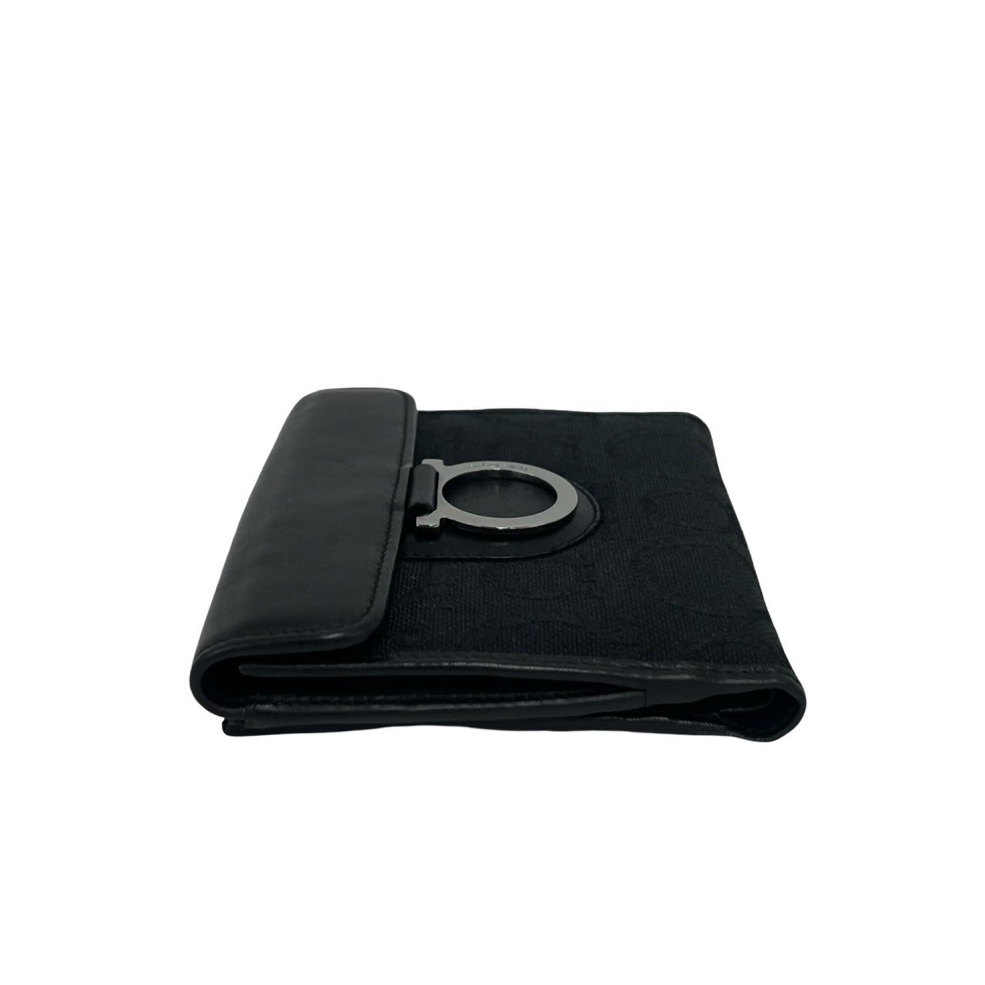 Salvatore Ferragamo Black Canvas Leather Wallet (Bi-Fold) (Pre-Owned)