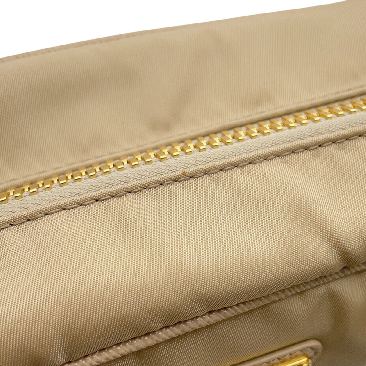 Prada Beige Nylon Leather Handbag Shoulder Bag (Pre-Owned)