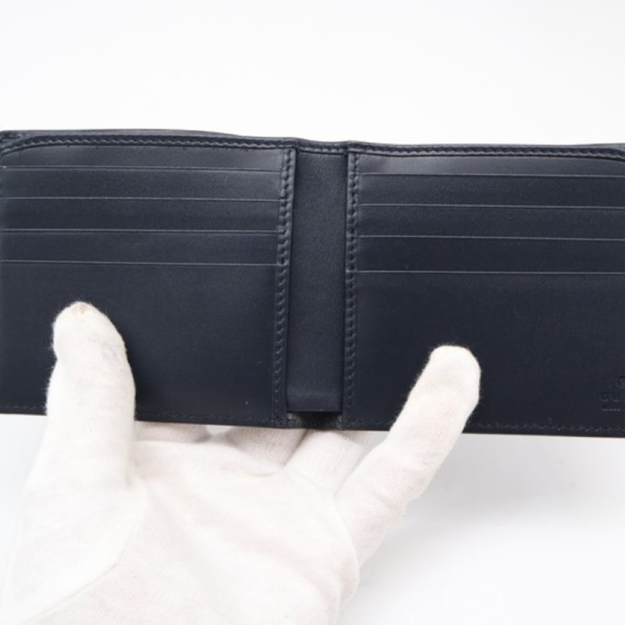 Gucci Navy Leather Wallet (Bi-Fold) (Pre-Owned)