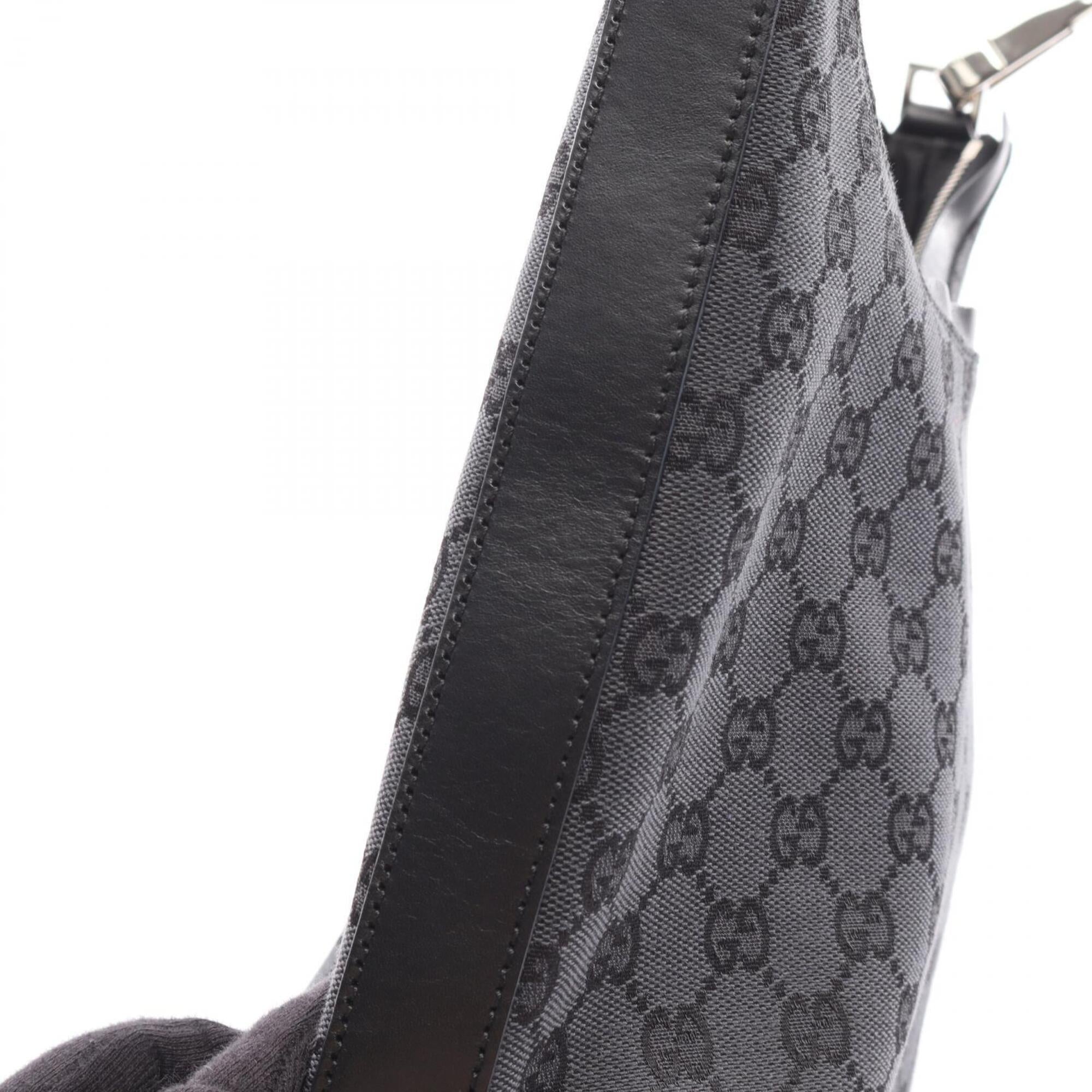 Gucci Gg Canvas Black Gg Canvas Leather Handbag Shoulder Bag (Pre-Owned)
