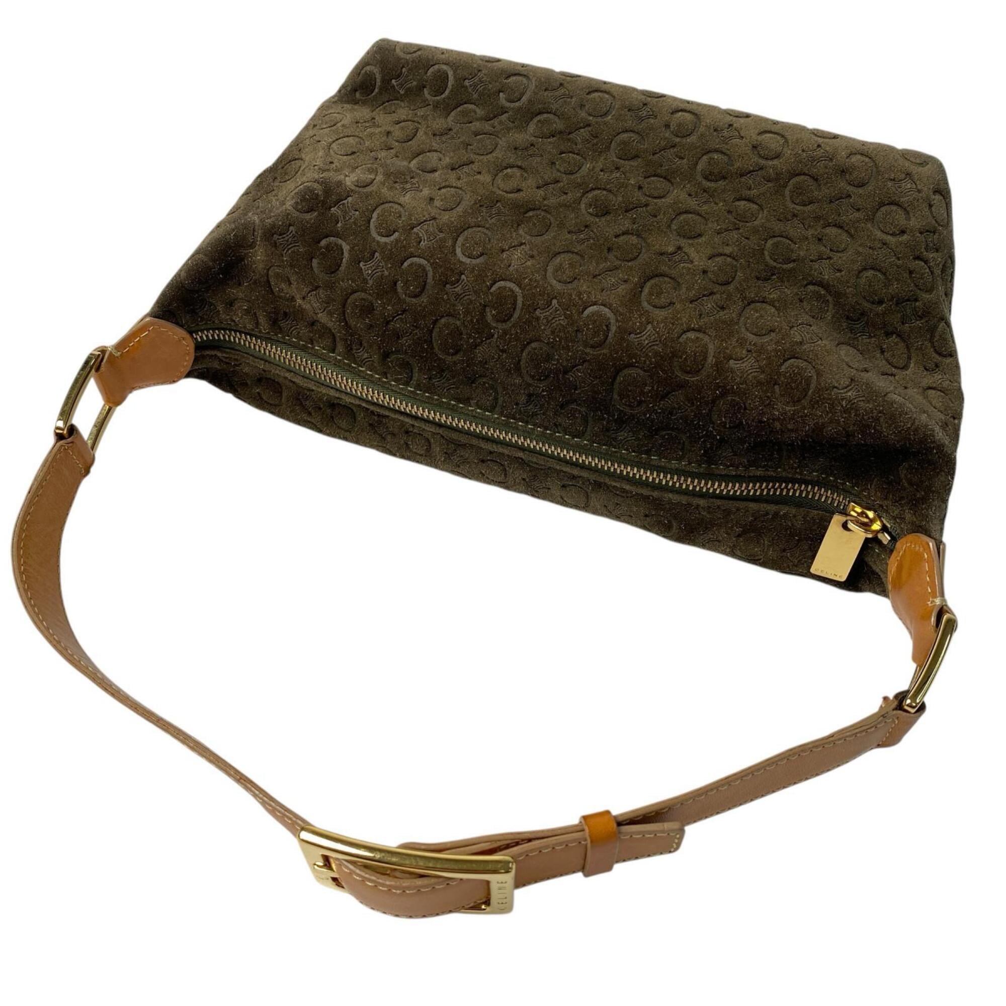 Celine Khaki Suede Leather Shoulder Bag (Pre-Owned)