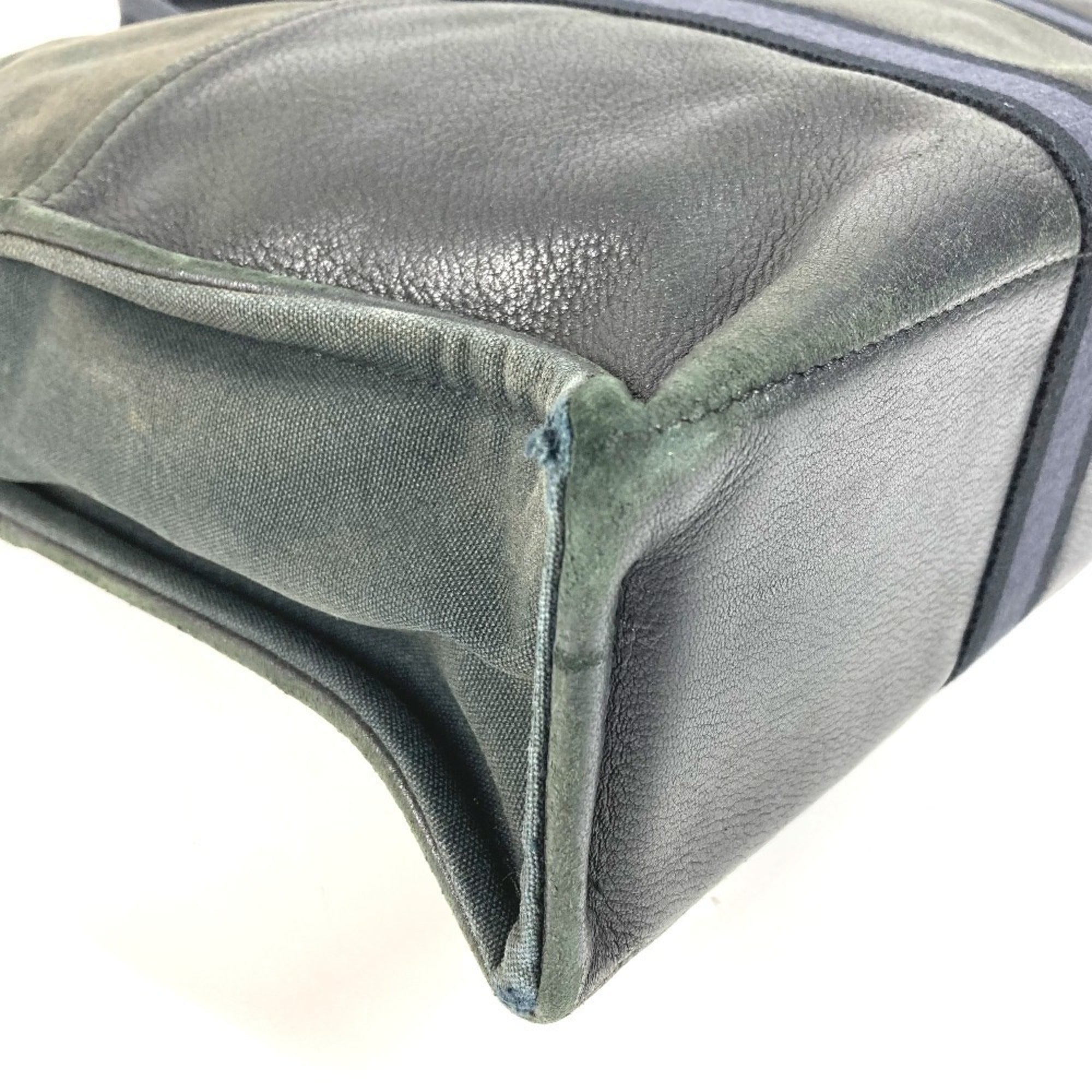 Hermes Black Canvas Leather Handbag Tote Bag (Pre-Owned)