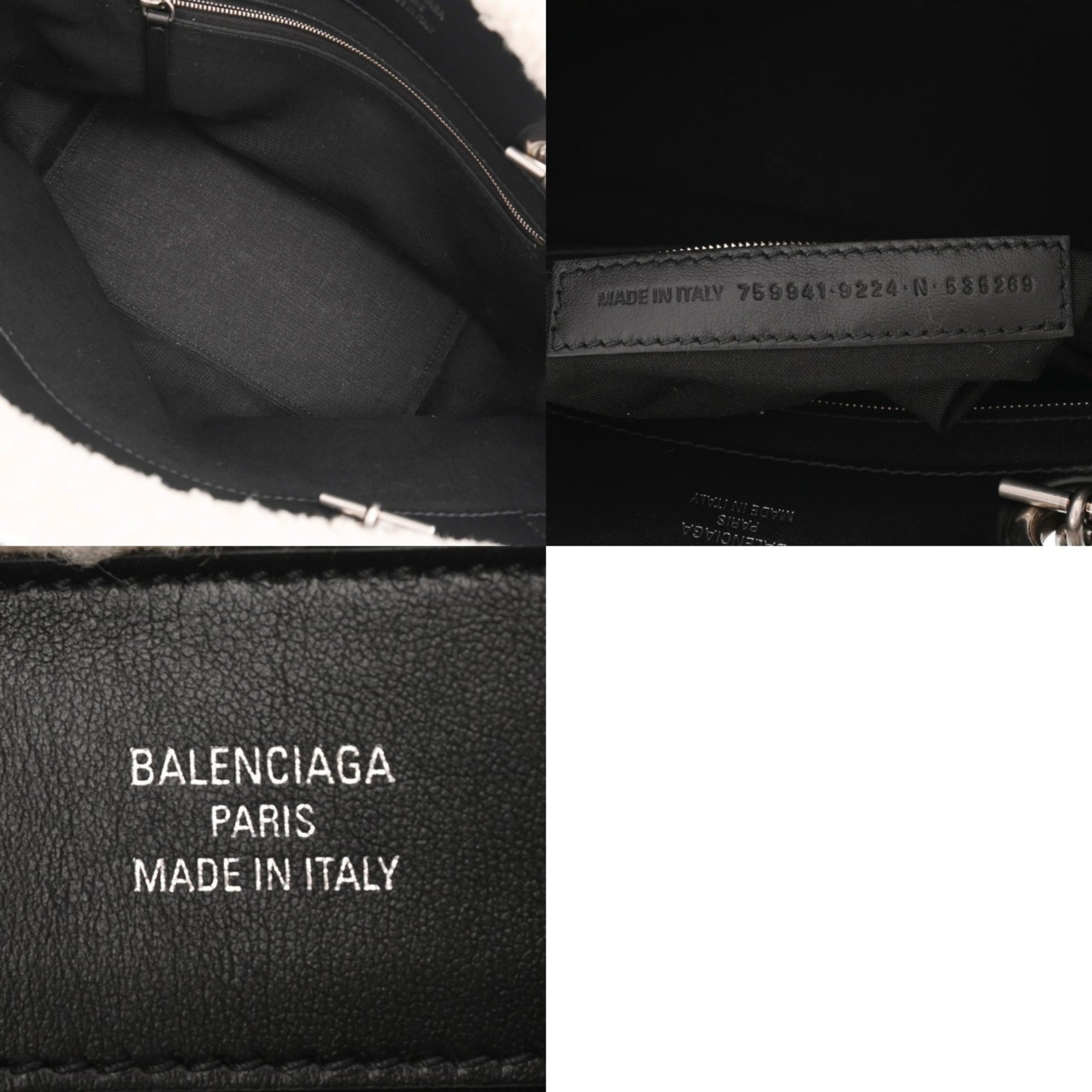 Balenciaga Black White Leather Tote Bag (Pre-Owned)