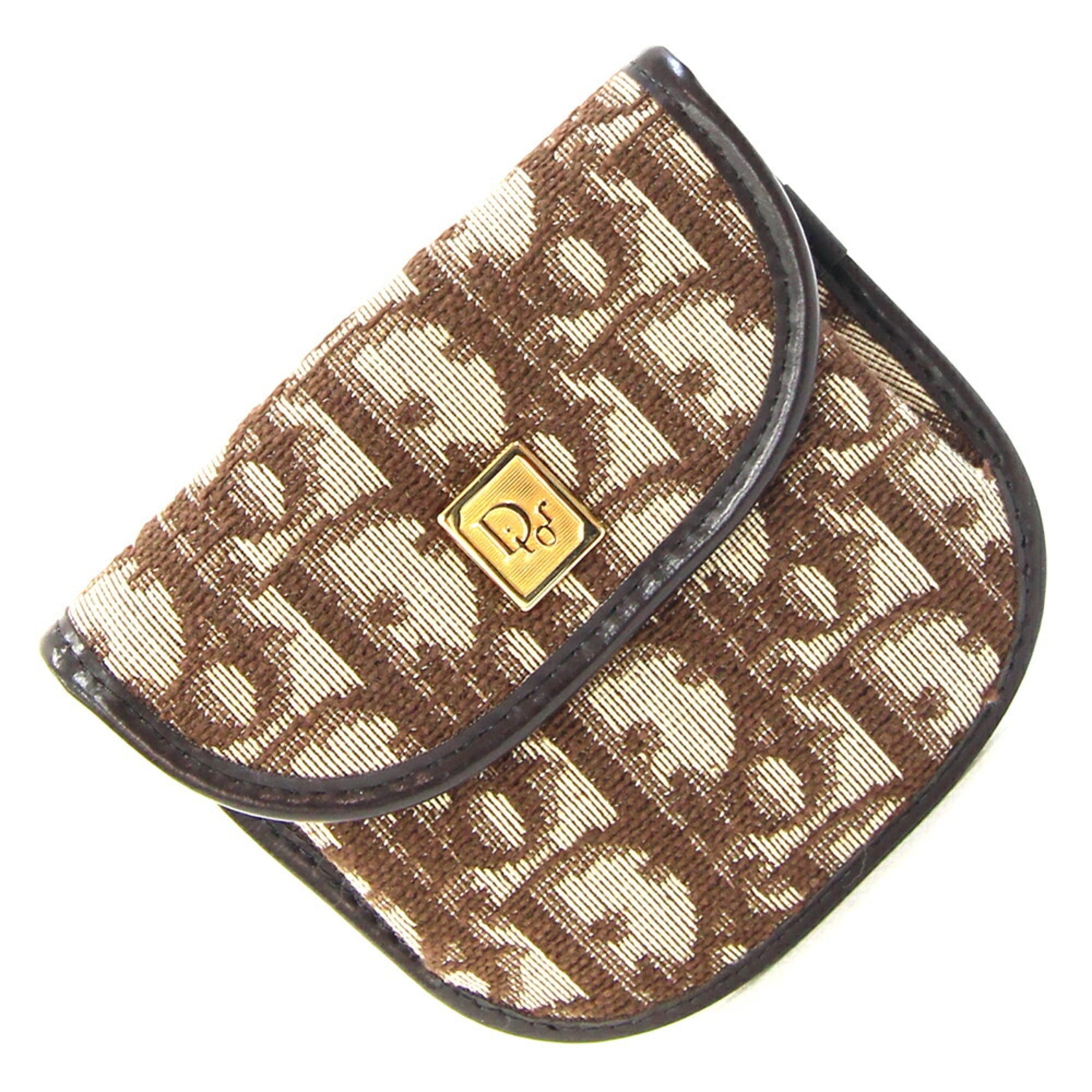 Christian Dior Trotter Brown Canvas Leather Coin Purse/Coin Case (Pre-Owned)