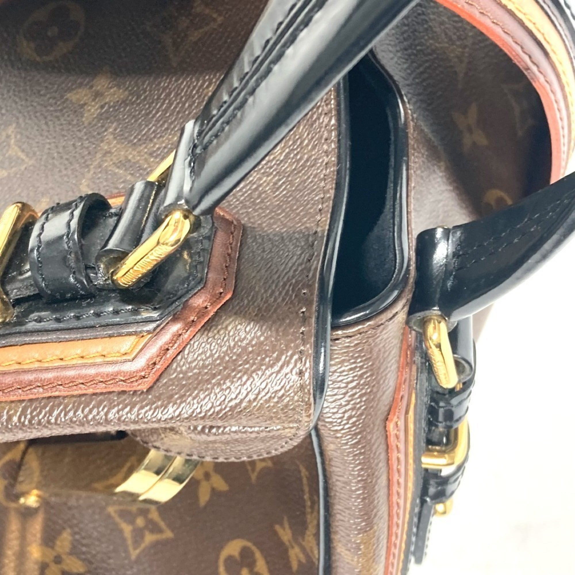 Louis Vuitton Black Brown Canvas Boston Bag Shoulder Bag (Pre-Owned)