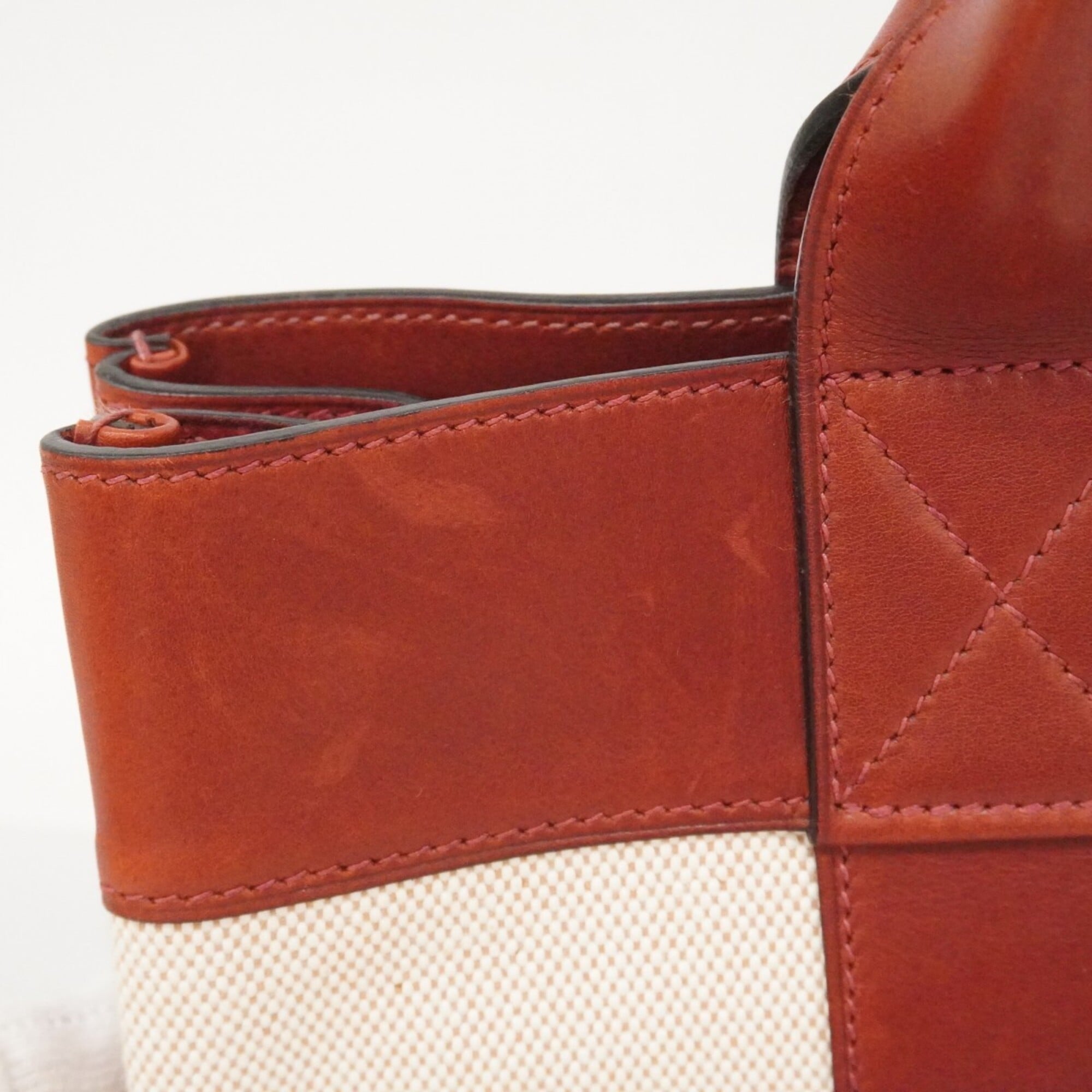 Hermes Bordeaux Toile H Leather Handbag (Pre-Owned)