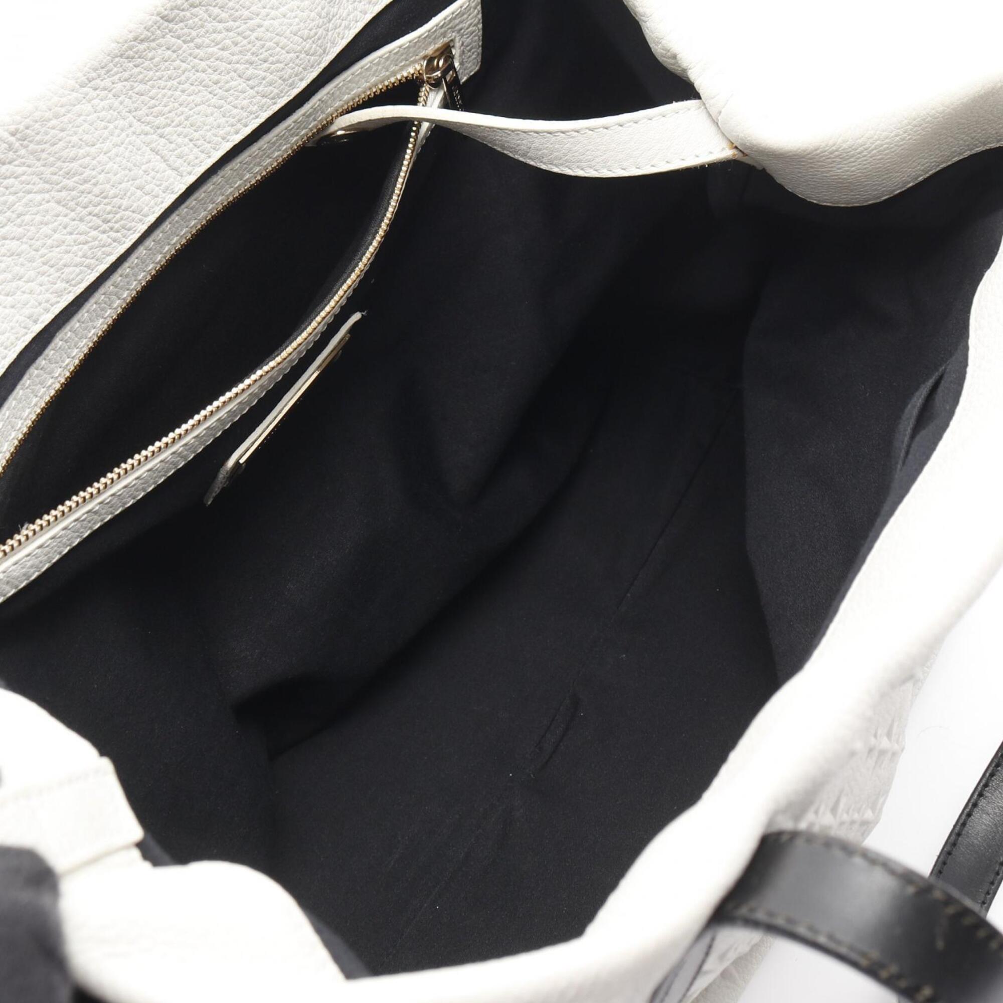 Jimmy Choo Black White Leather Handbag Tote Bag (Pre-Owned)