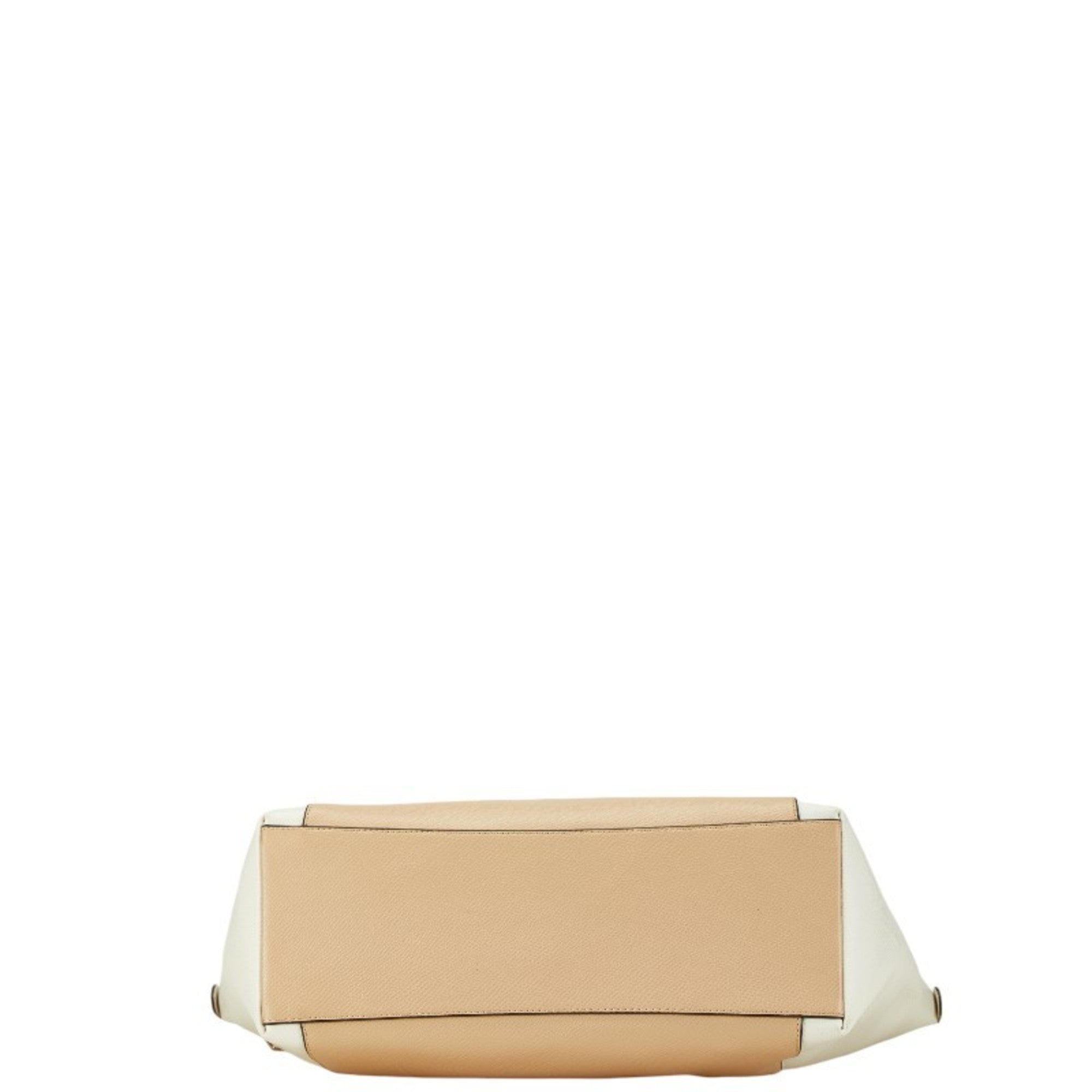 Coach Beige White Leather Pouch Shoulder Bag Tote Bag (Pre-Owned)