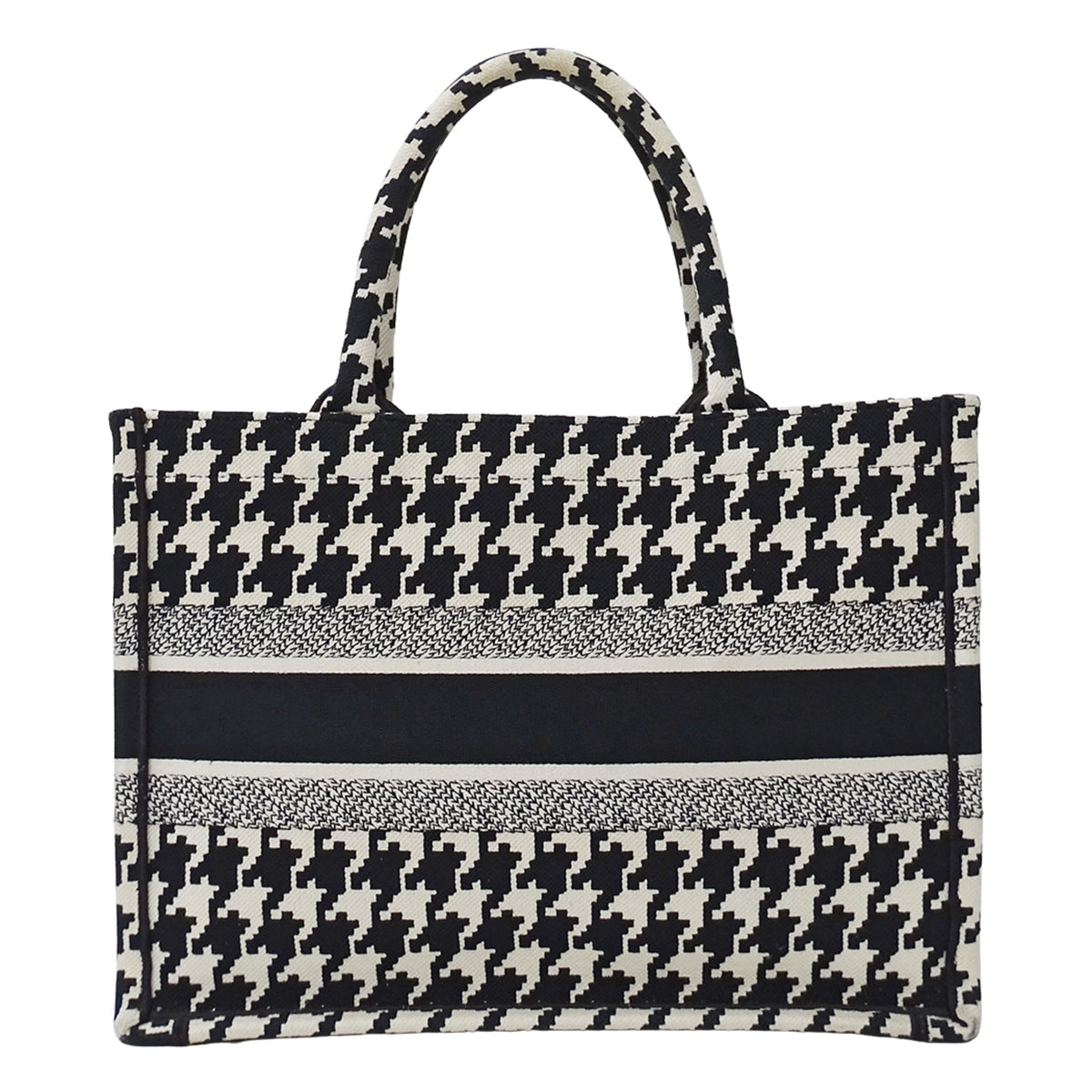 Christian Dior Black White Canvas Handbag Tote Bag (Pre-Owned)