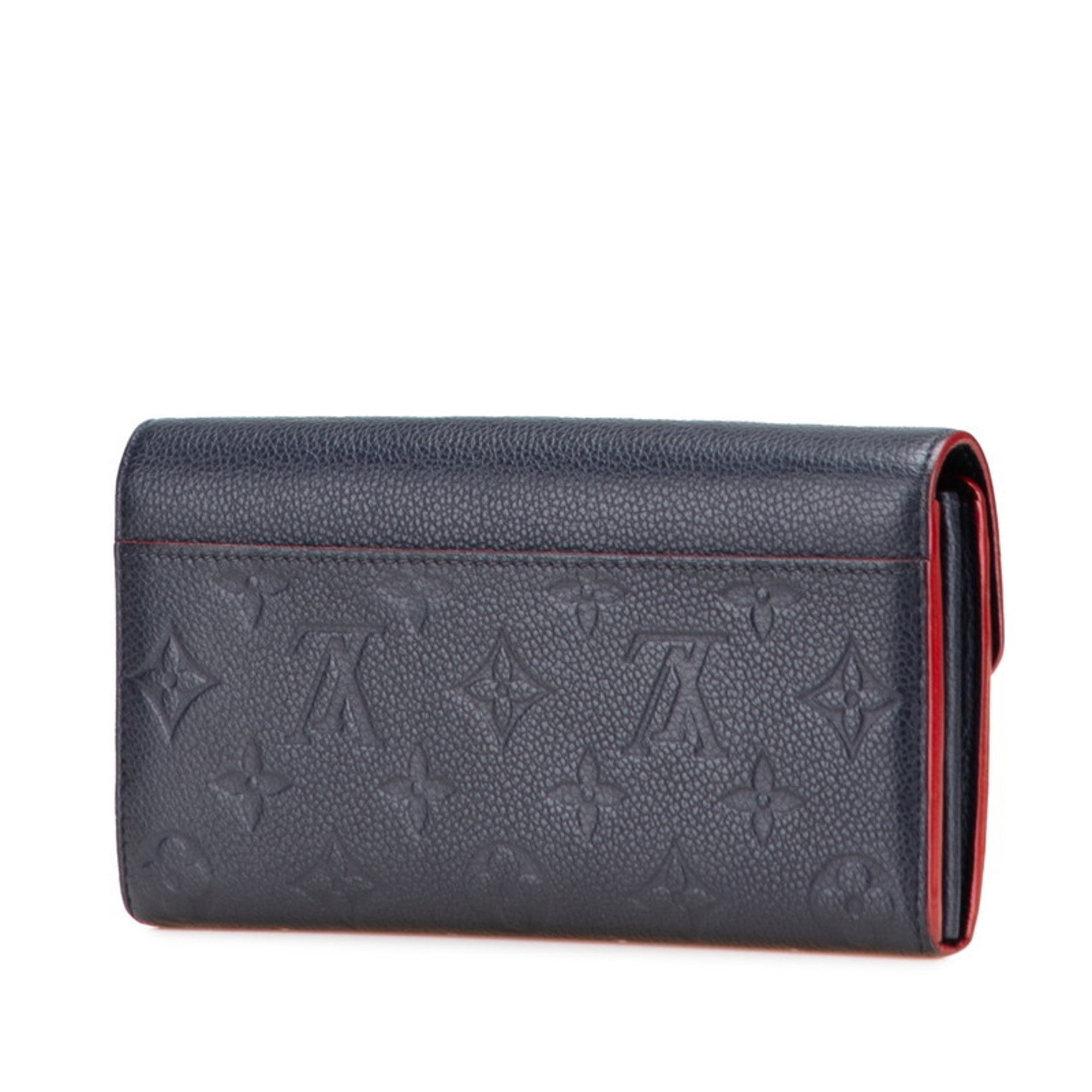 Louis Vuitton Monogram Empreinte Marine Rouge Navy Leather Long Wallet (Bi-Fold) (Pre-Owned)