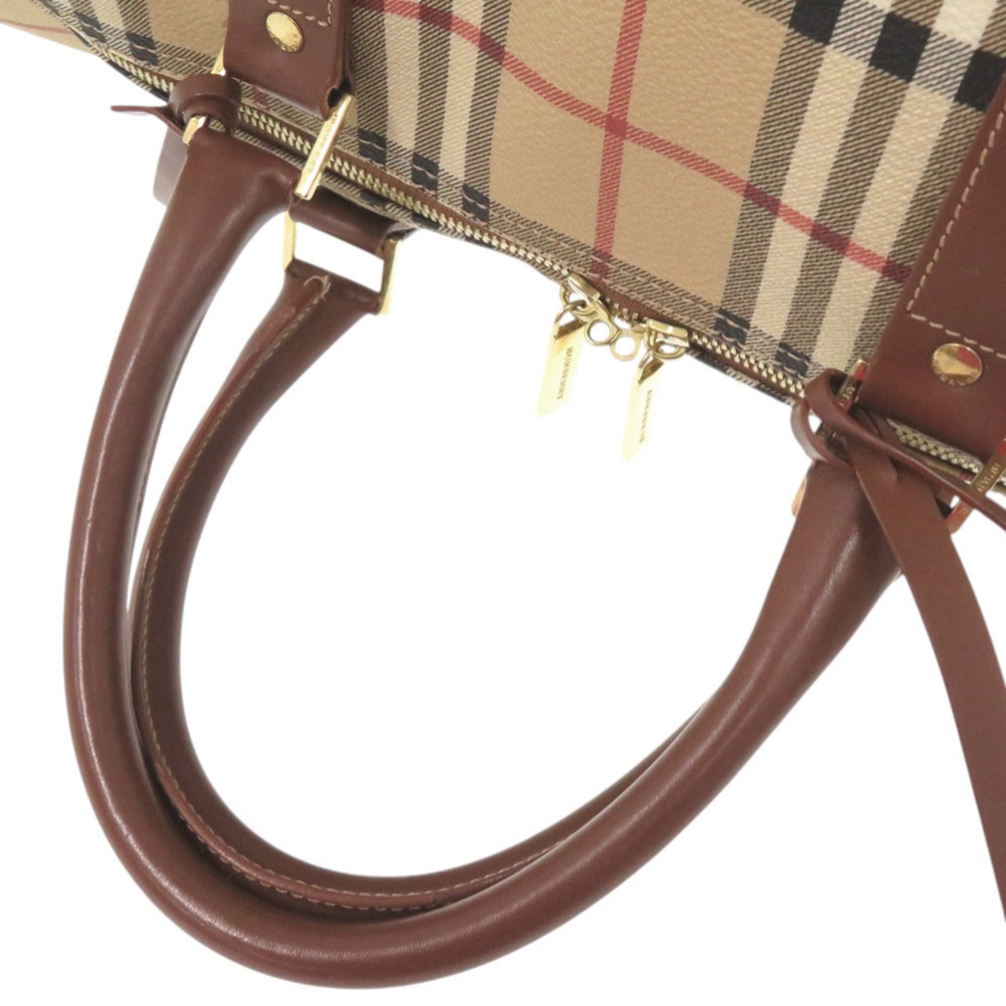 Burberry Beige Pvc Leather Boston Bag (Pre-Owned)
