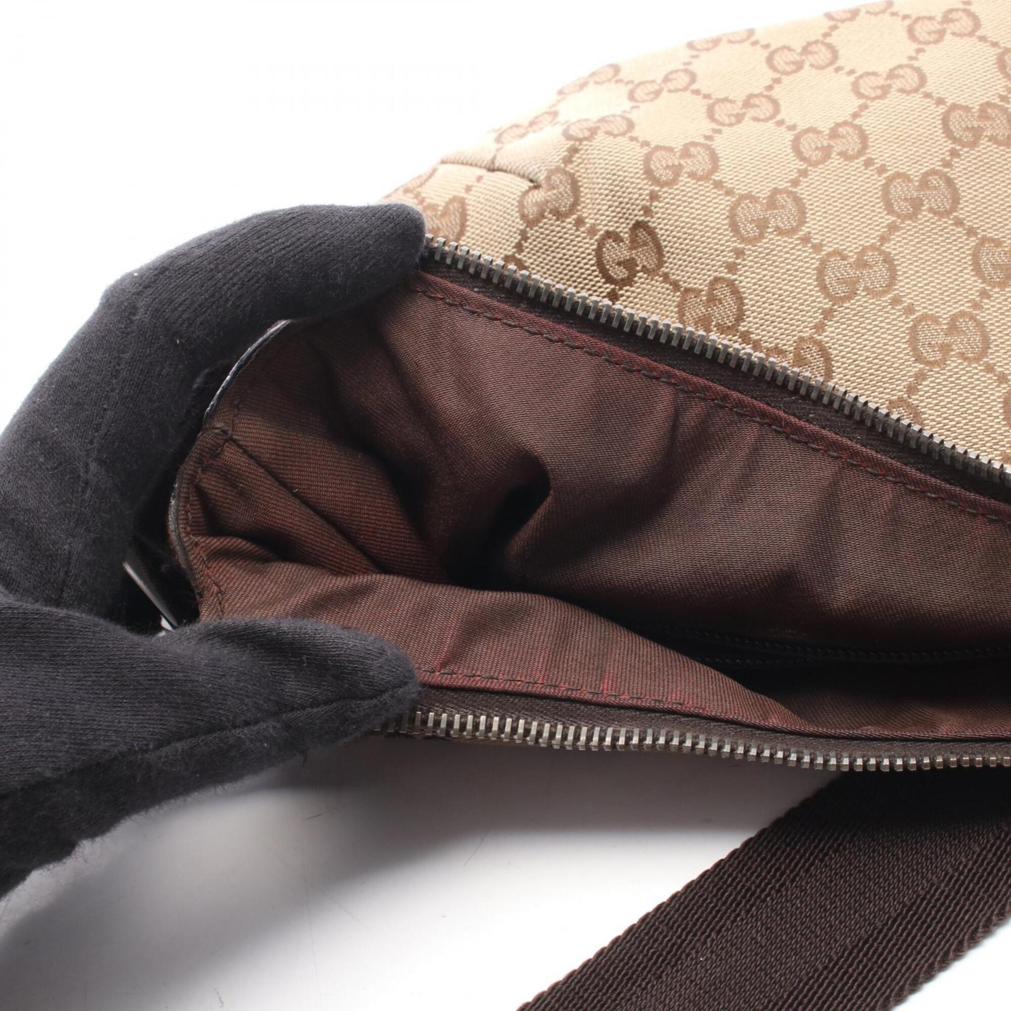 Gucci Beige Brown Canvas Leather Handbag Shoulder Bag (Pre-Owned)