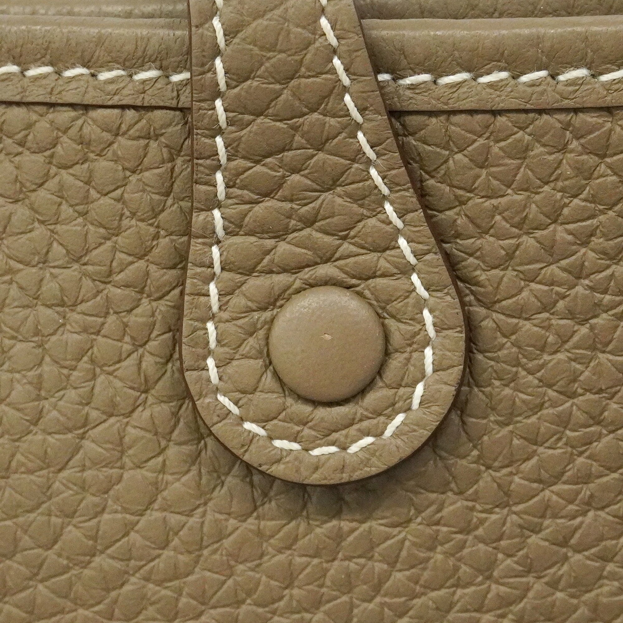 Hermes Etoupe Gray Taurillon Clemence Leather Shoulder Bag (Pre-Owned)