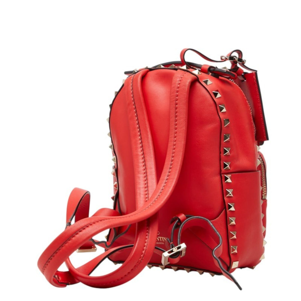 Valentino Red Color Leather Backpack (Pre-Owned)