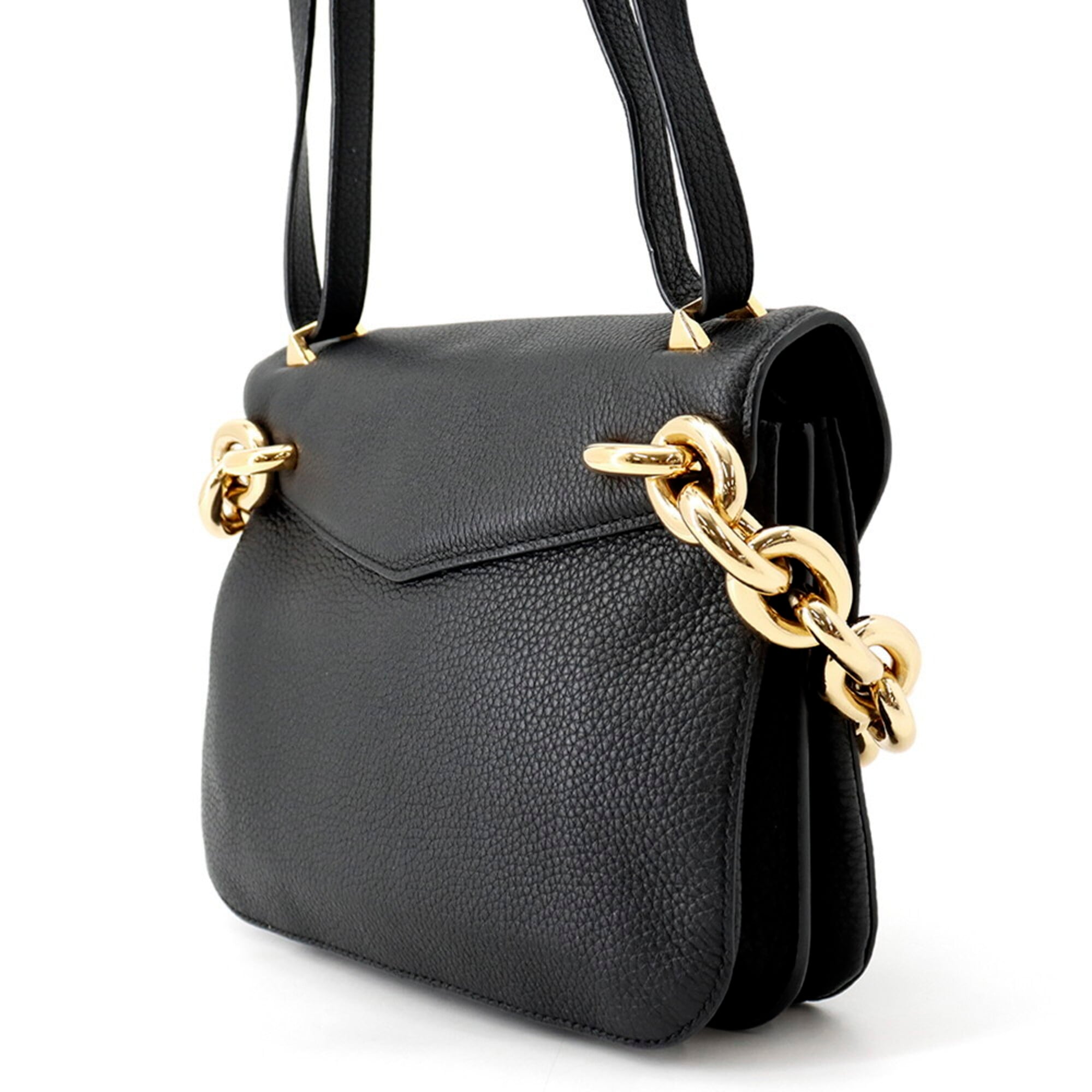 Bottega Veneta Black Leather Handbag Shoulder Bag (Pre-Owned)
