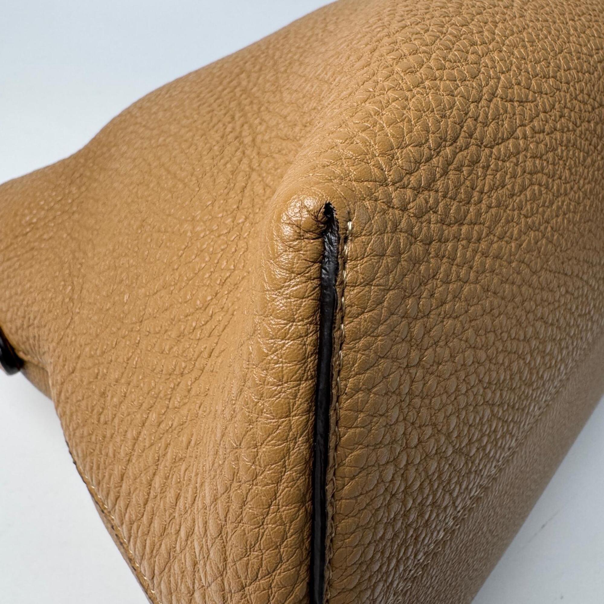 Fendi Brown Leather Handbag Shoulder Bag (Pre-Owned)