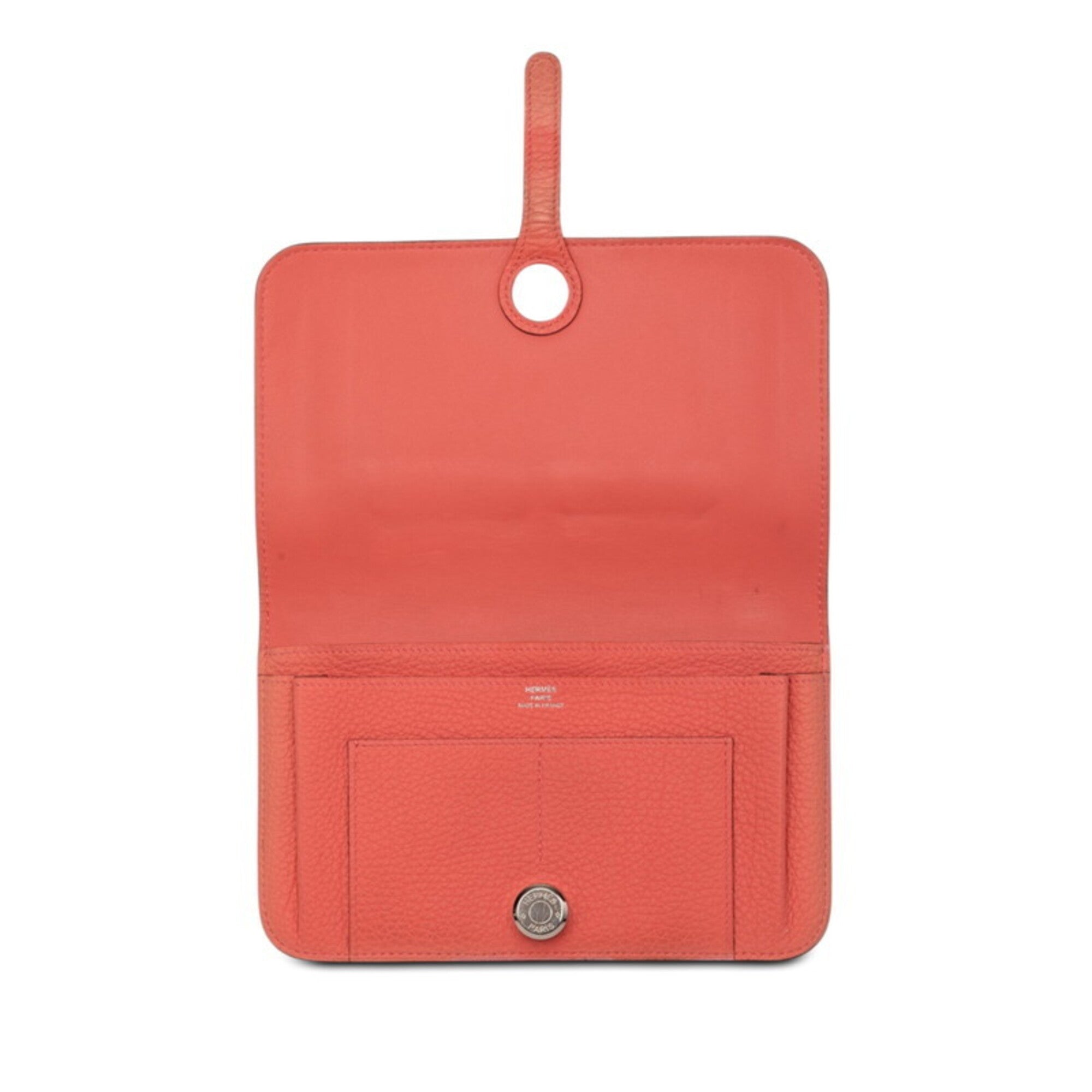 Hermes Pink Taurillon Clemence Leather Long Wallet (Bi-Fold) (Pre-Owned)