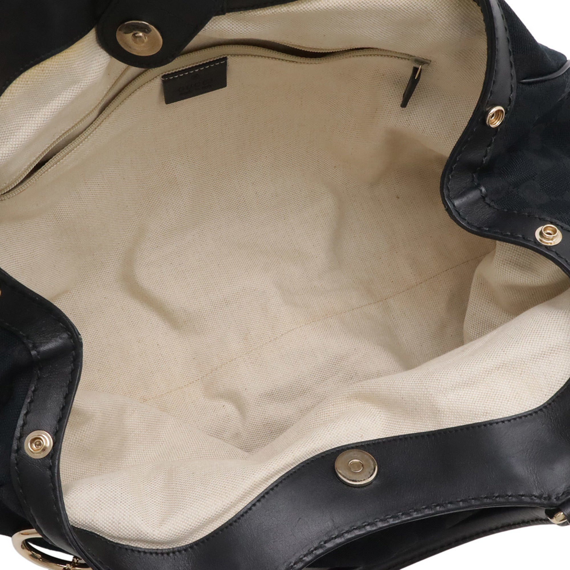 Gucci Black Canvas Leather Handbag Tote Bag (Pre-Owned)