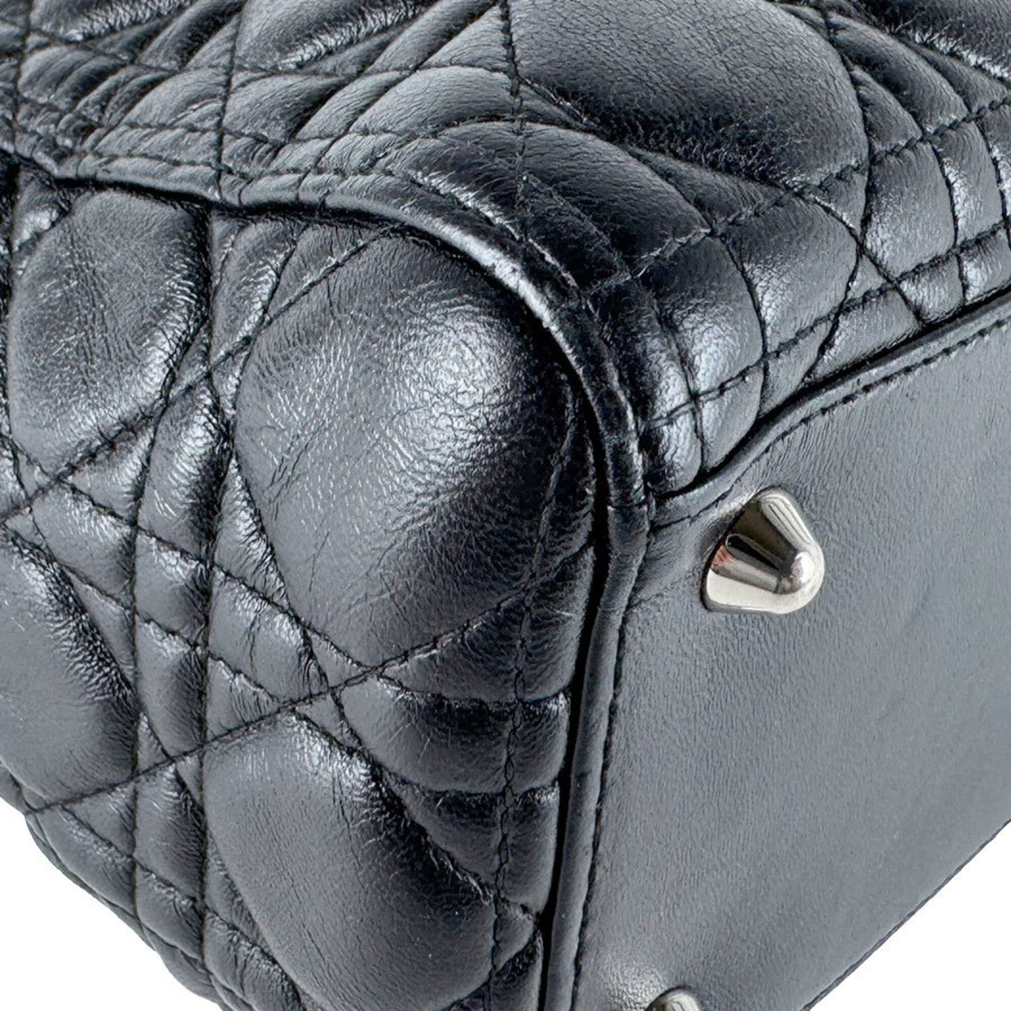 Christian Dior Black Leather Handbag Shoulder Bag (Pre-Owned)