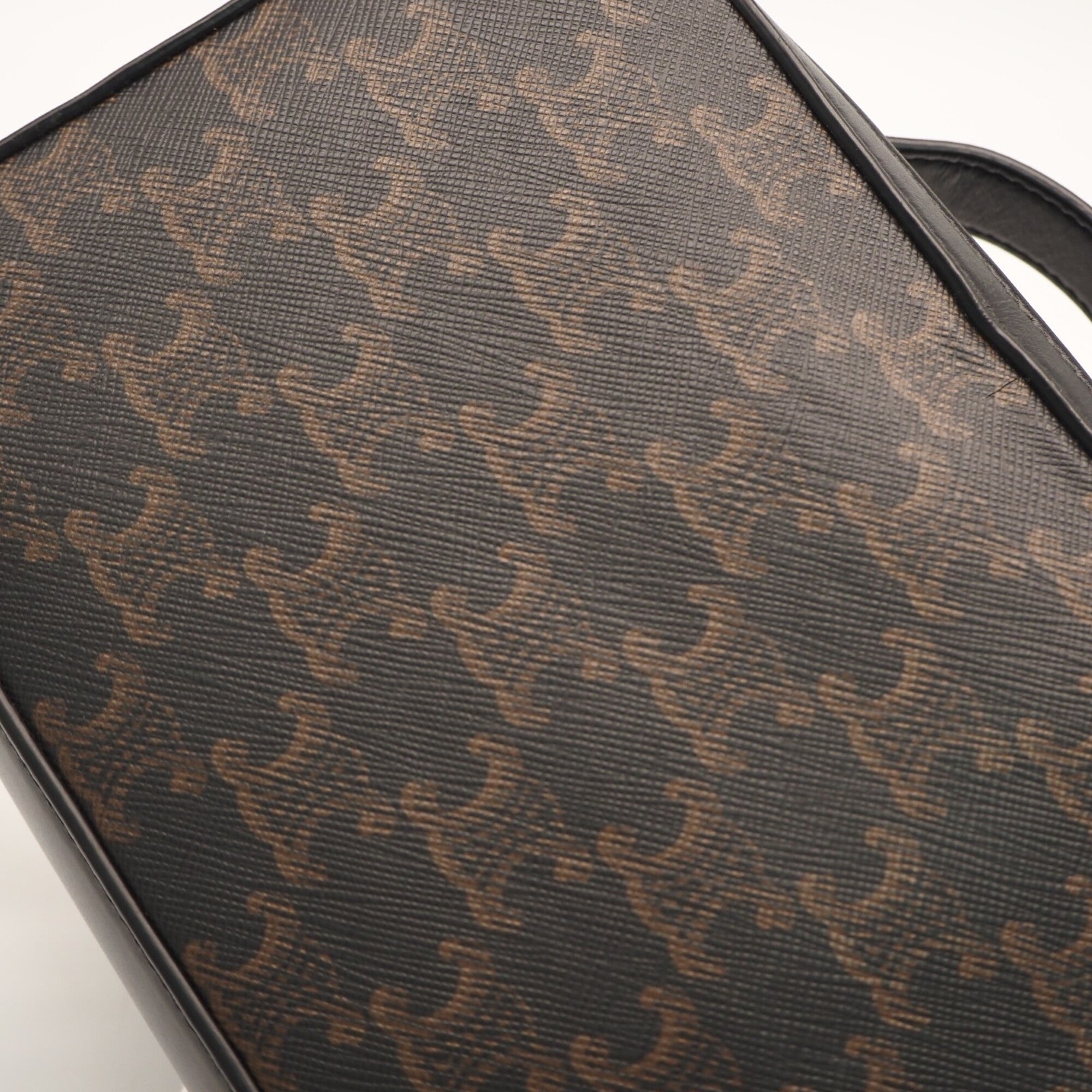 Celine Black Brown Coated Canvas Leather Shoulder Bag (Pre-Owned)