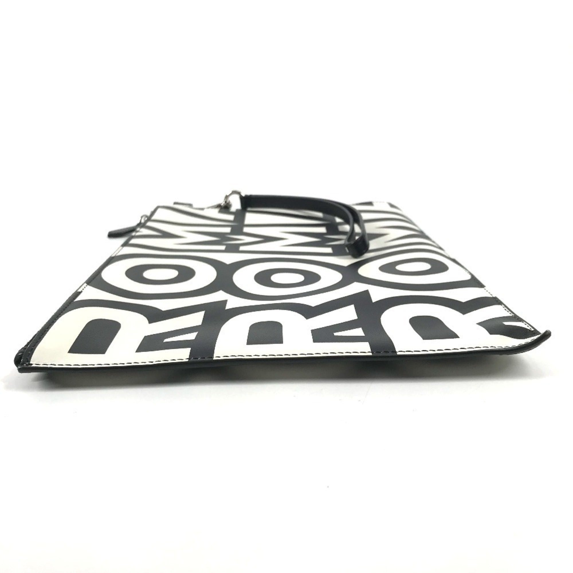 Fendi Black White Leather Clutch Bag Handbag Pouch (Pre-Owned)