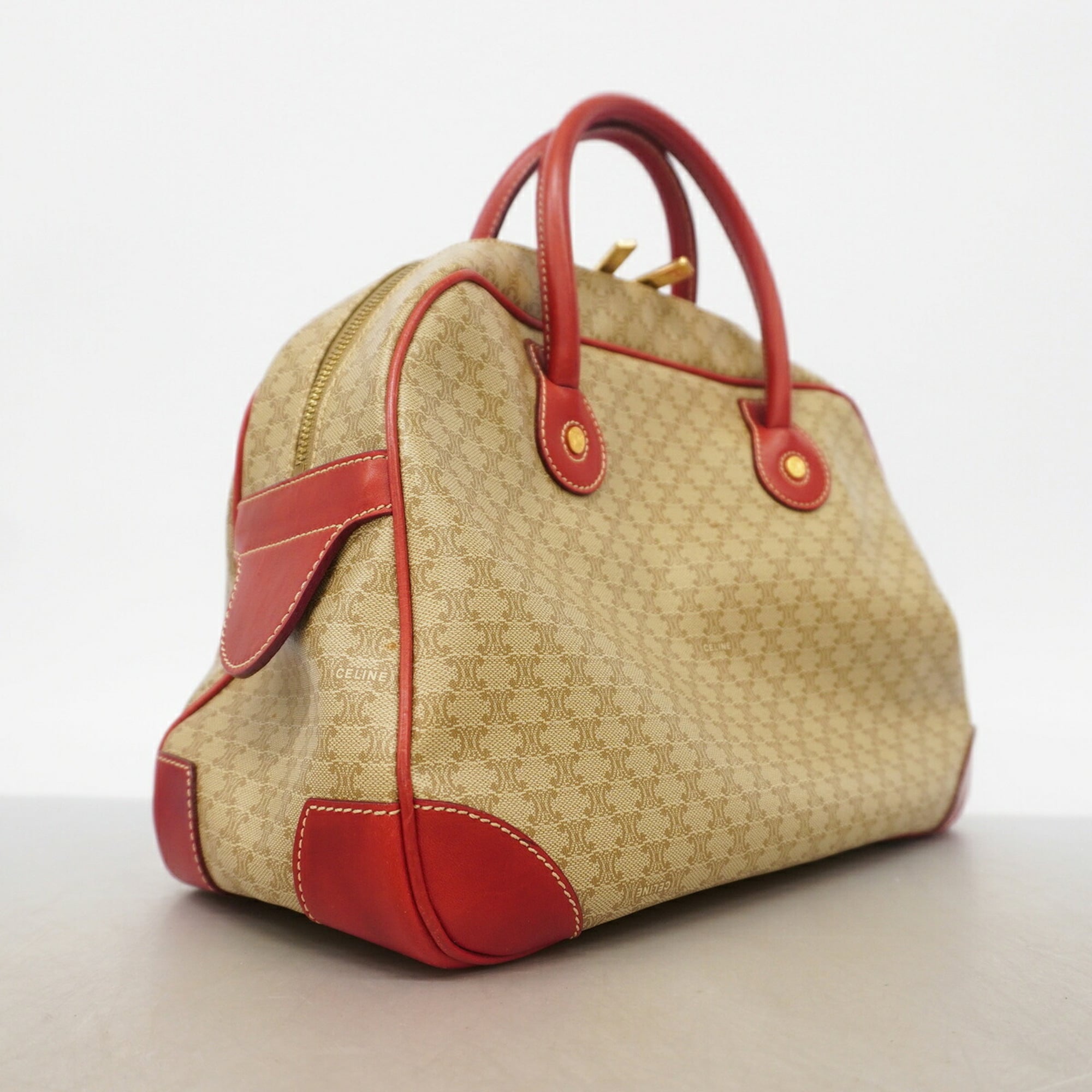 Celine Beige Red Color Pvc Handbag (Pre-Owned)