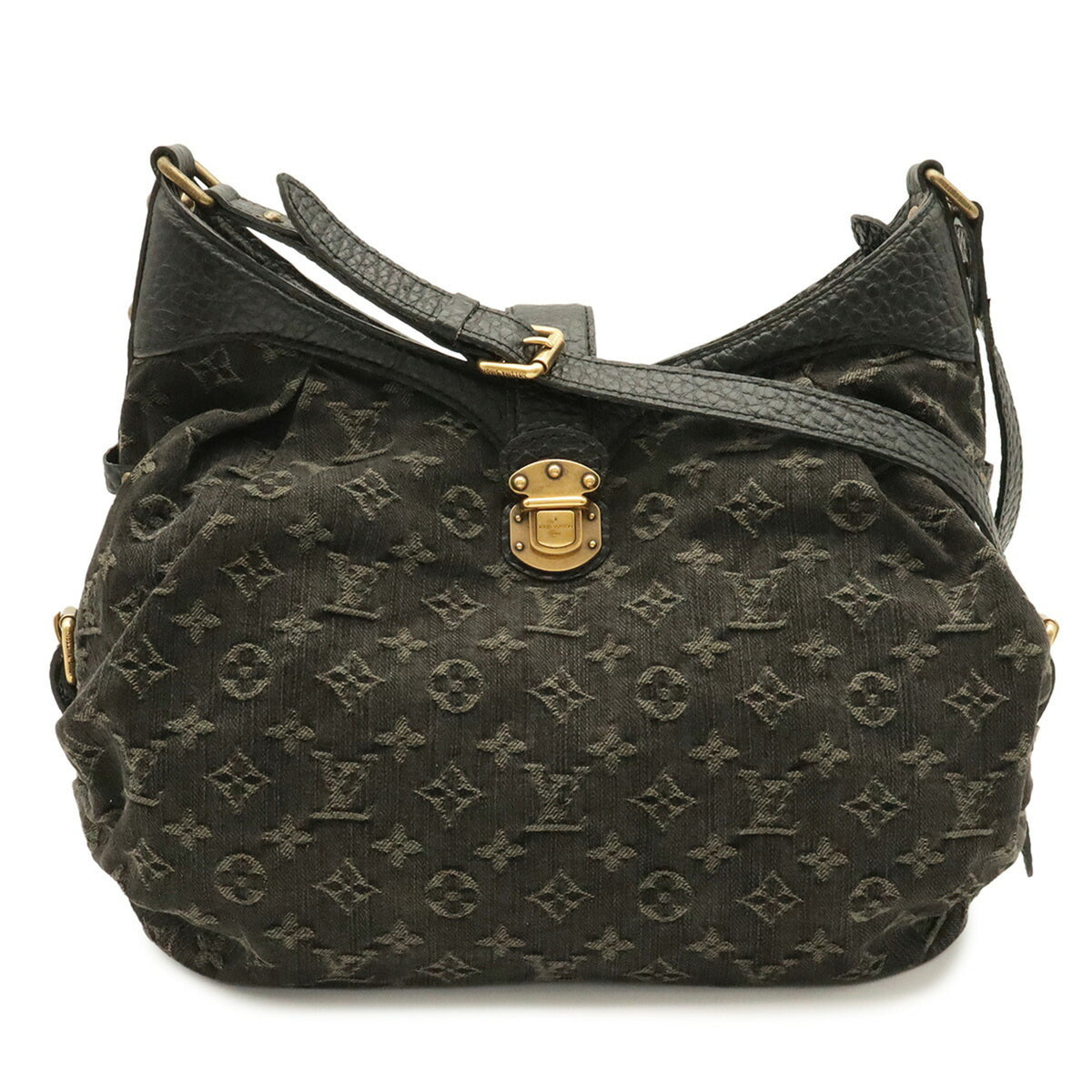 Louis Vuitton Black Noir Denim Canvas Leather Shoulder Bag (Pre-Owned)