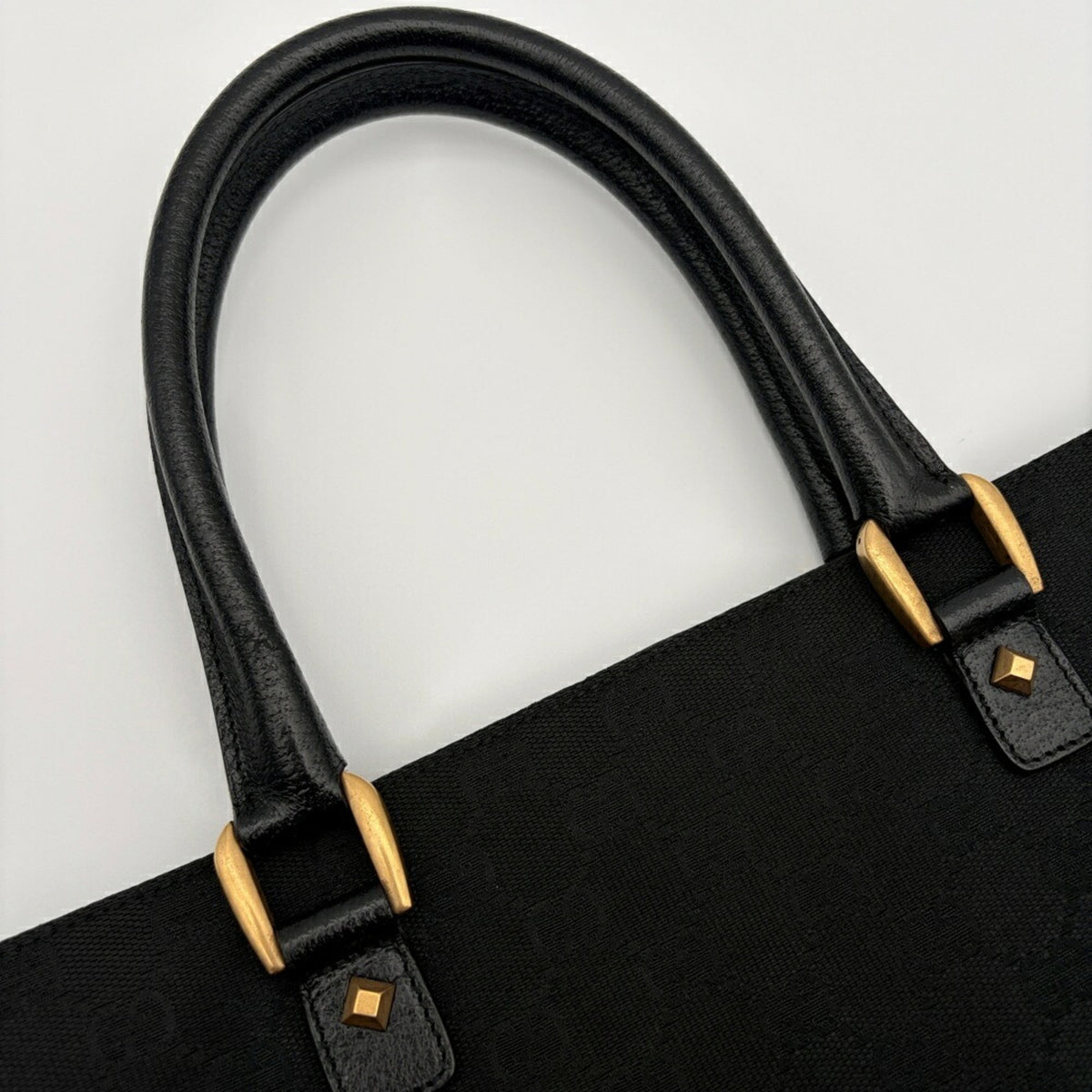 Gucci Black Gg Canvas Leather Tote Bag (Pre-Owned)