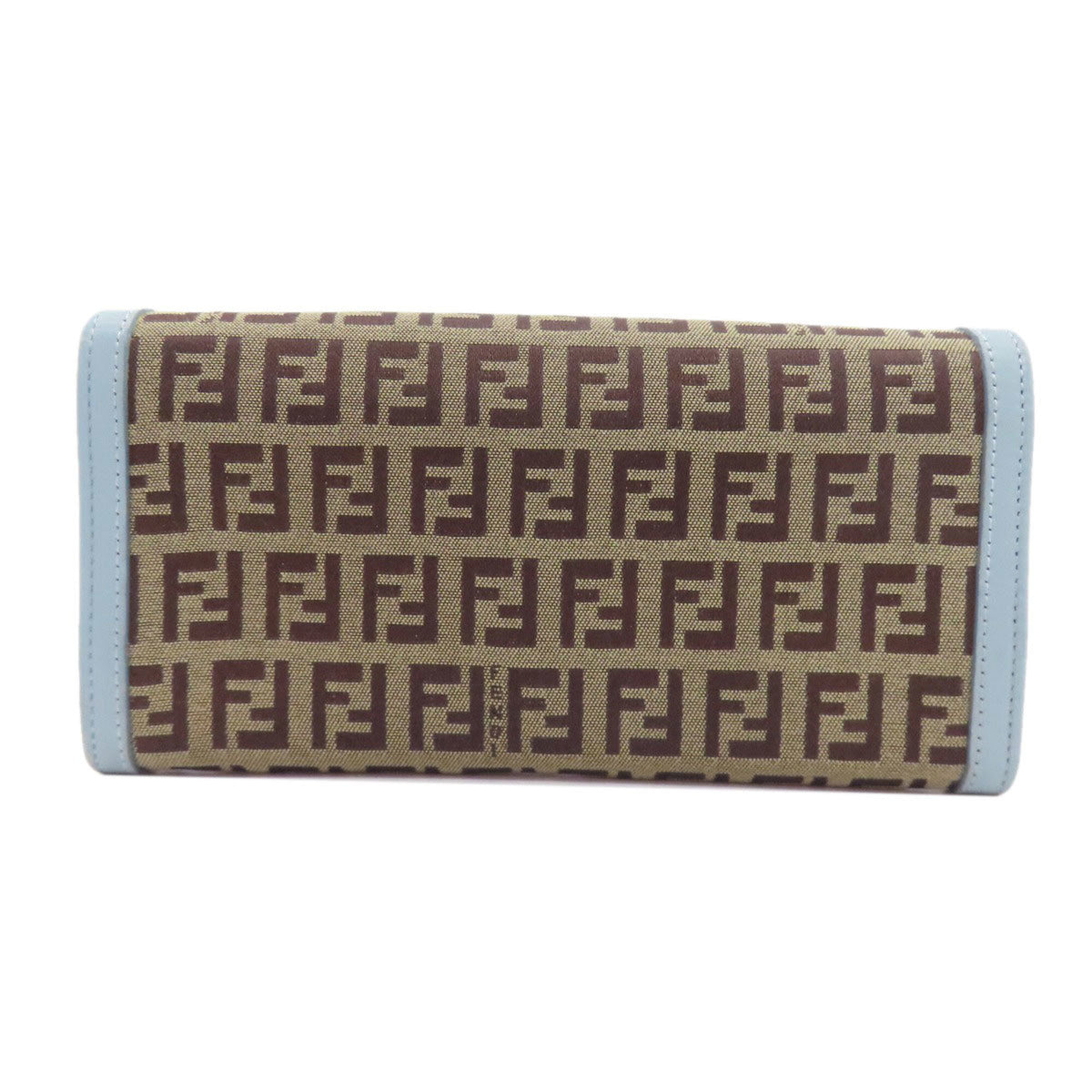 Fendi Zucchino Brown Light Blue Zucchino Long Wallet (Bi-Fold) (Pre-Owned)