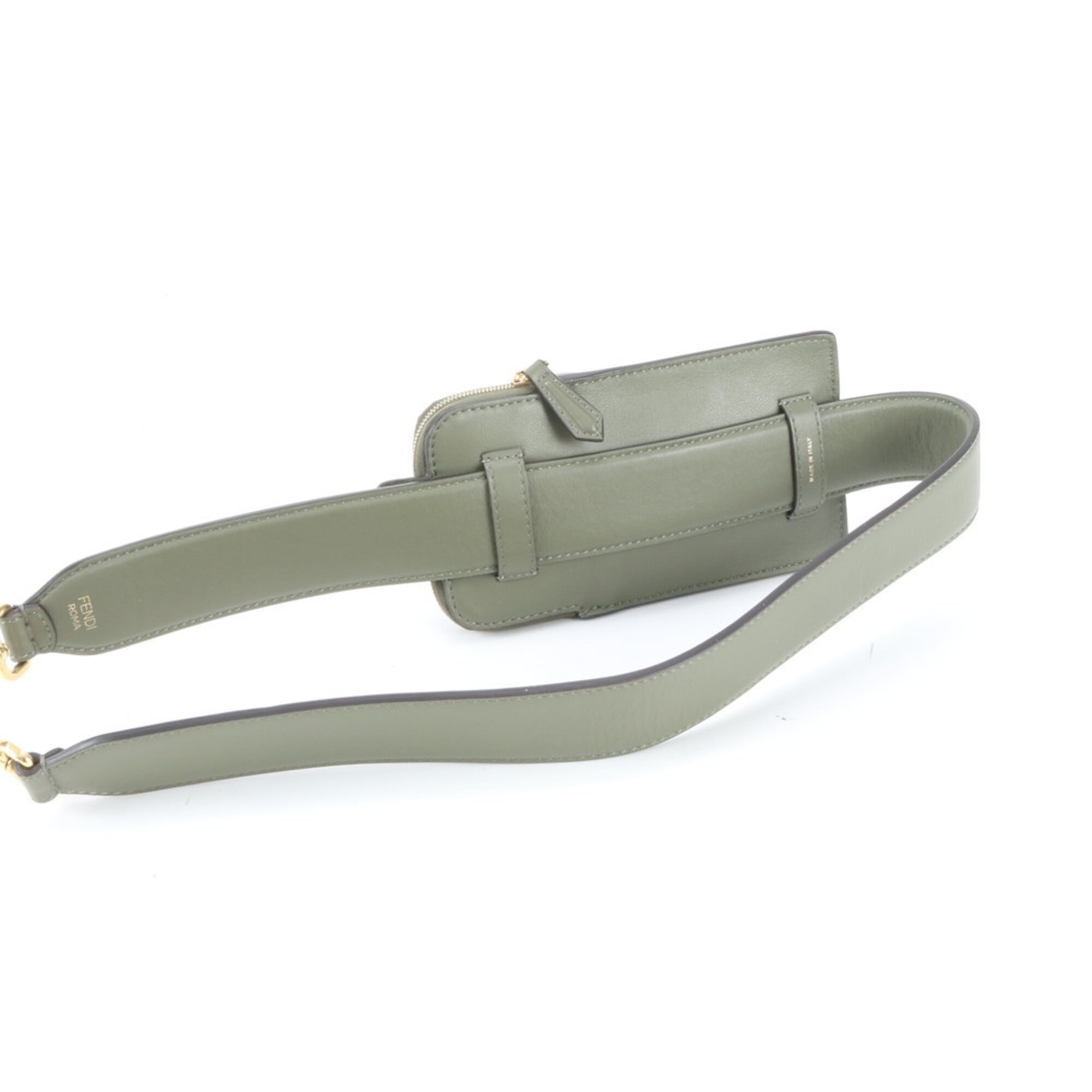 Fendi Green Khaki Leather Handbag Sling Bag (Pre-Owned)