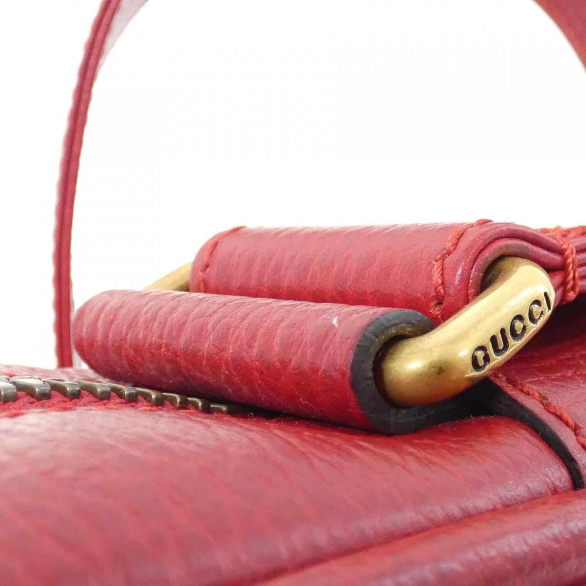 Gucci Red Color Leather Shoulder Bag (Pre-Owned)