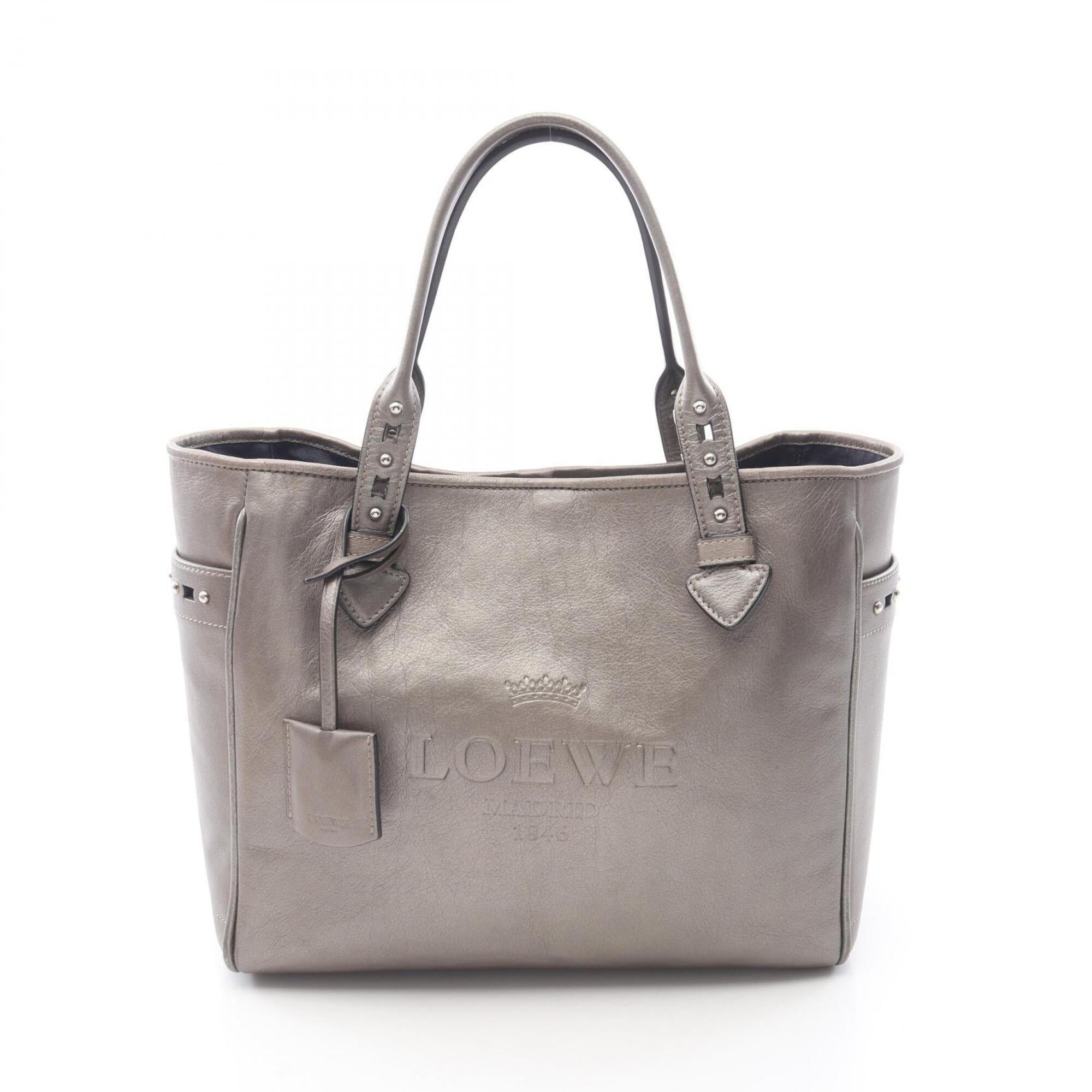 Loewe Gray Leather Handbag Tote Bag (Pre-Owned)