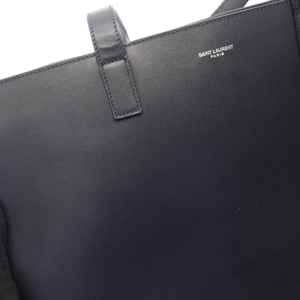 Saint Laurent Navy Leather Handbag Pouch Tote Bag (Pre-Owned)