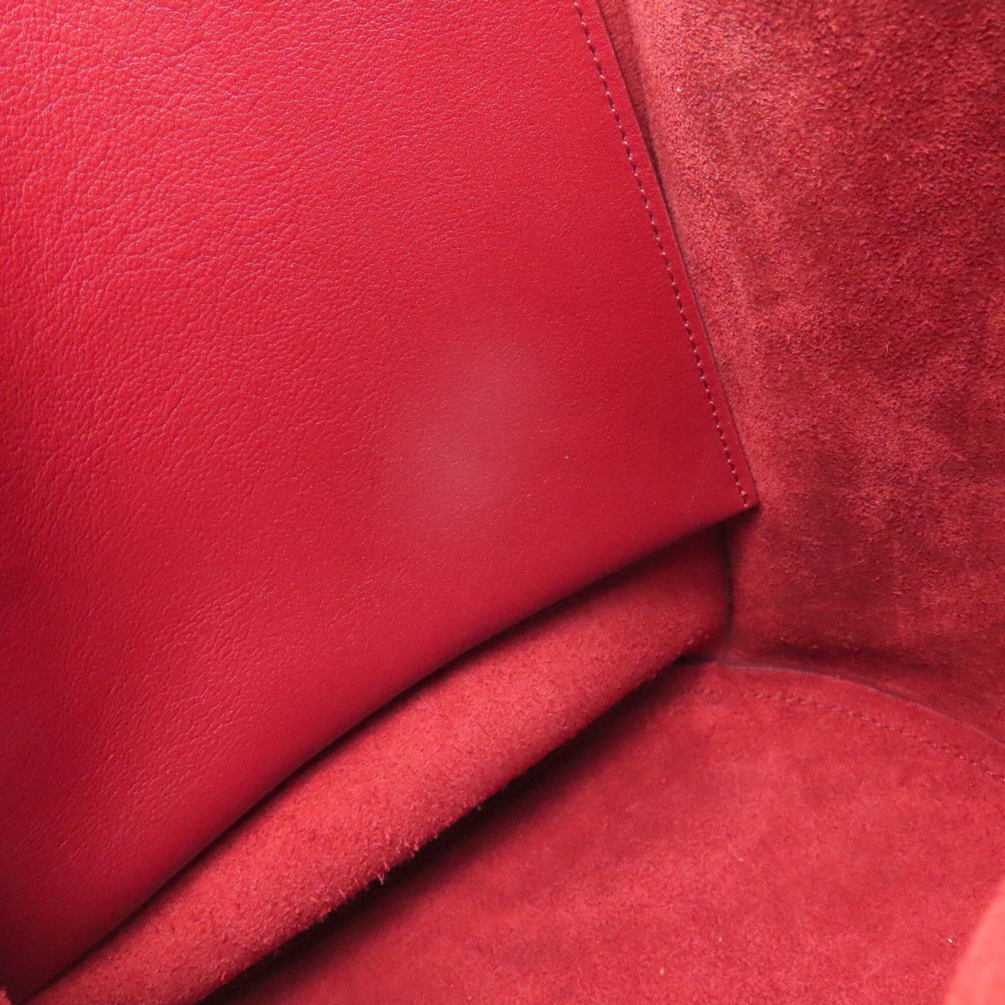 Celine Red Color Leather Shoulder Bag (Pre-Owned)