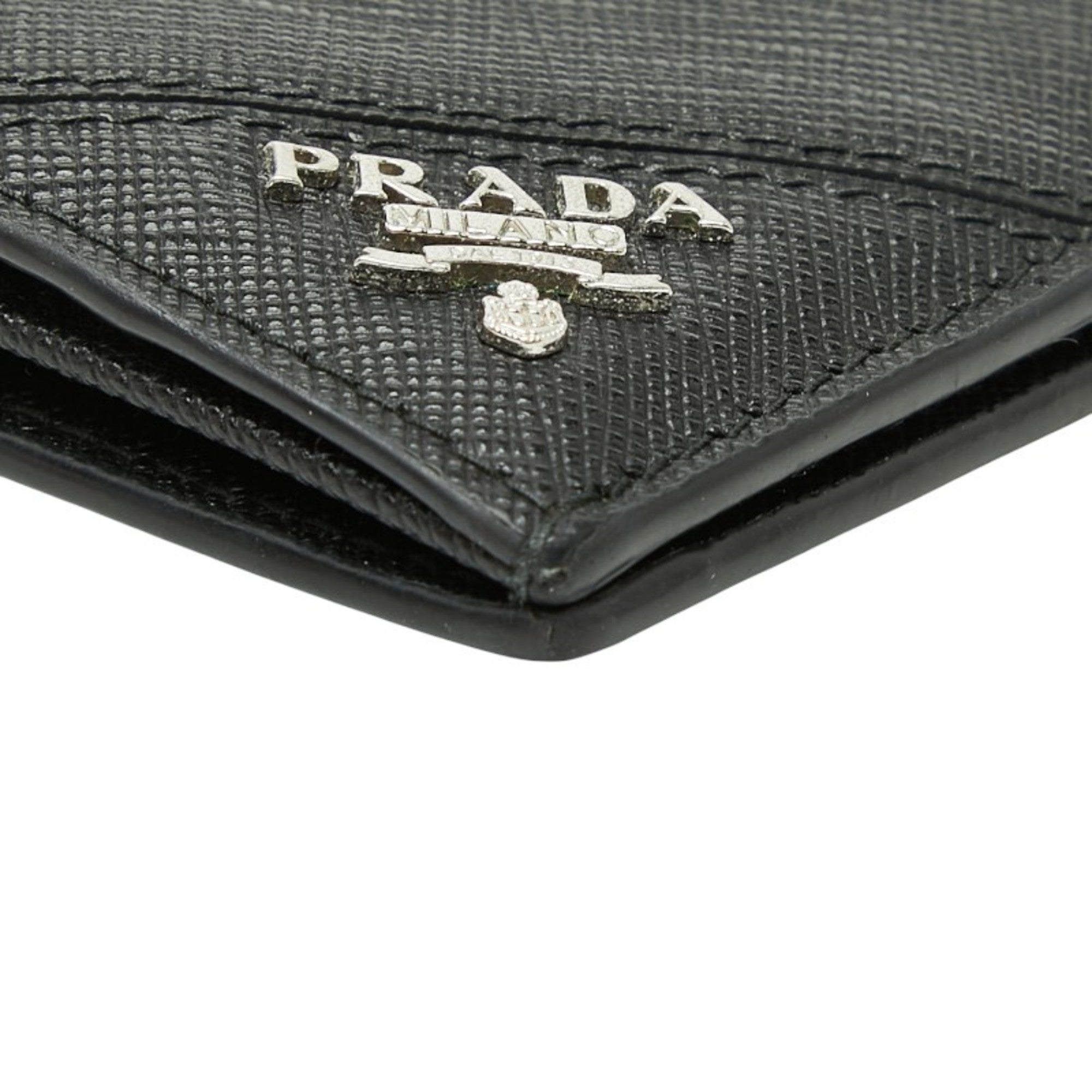Prada Black Nero Leather Long Wallet (Bi-Fold) (Pre-Owned)