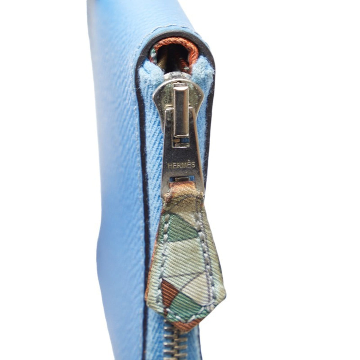 Hermes Silk'in Blue Leather Coin Purse/Coin Case (Pre-Owned)