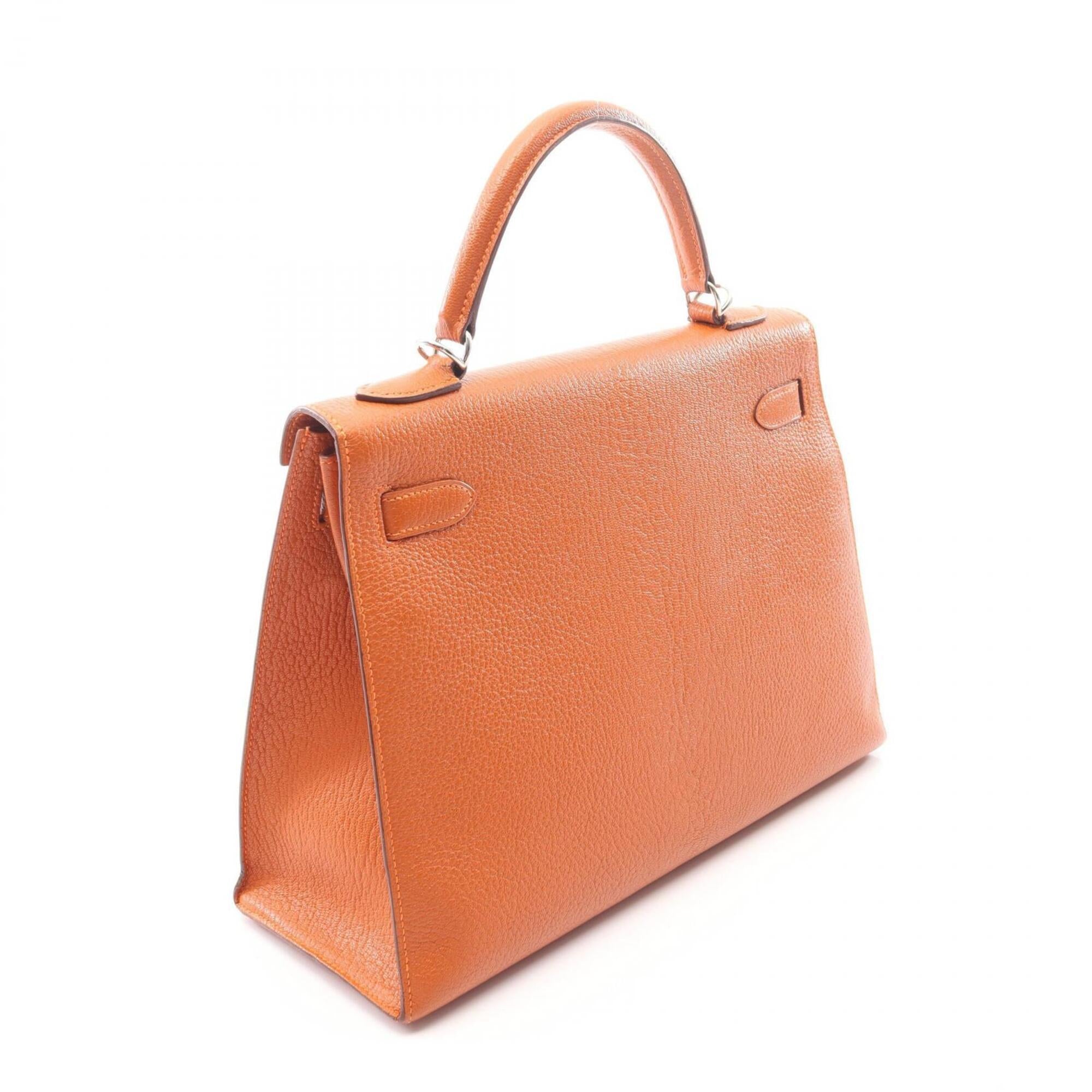 Hermes Orange Chevre Leather Handbag (Pre-Owned)