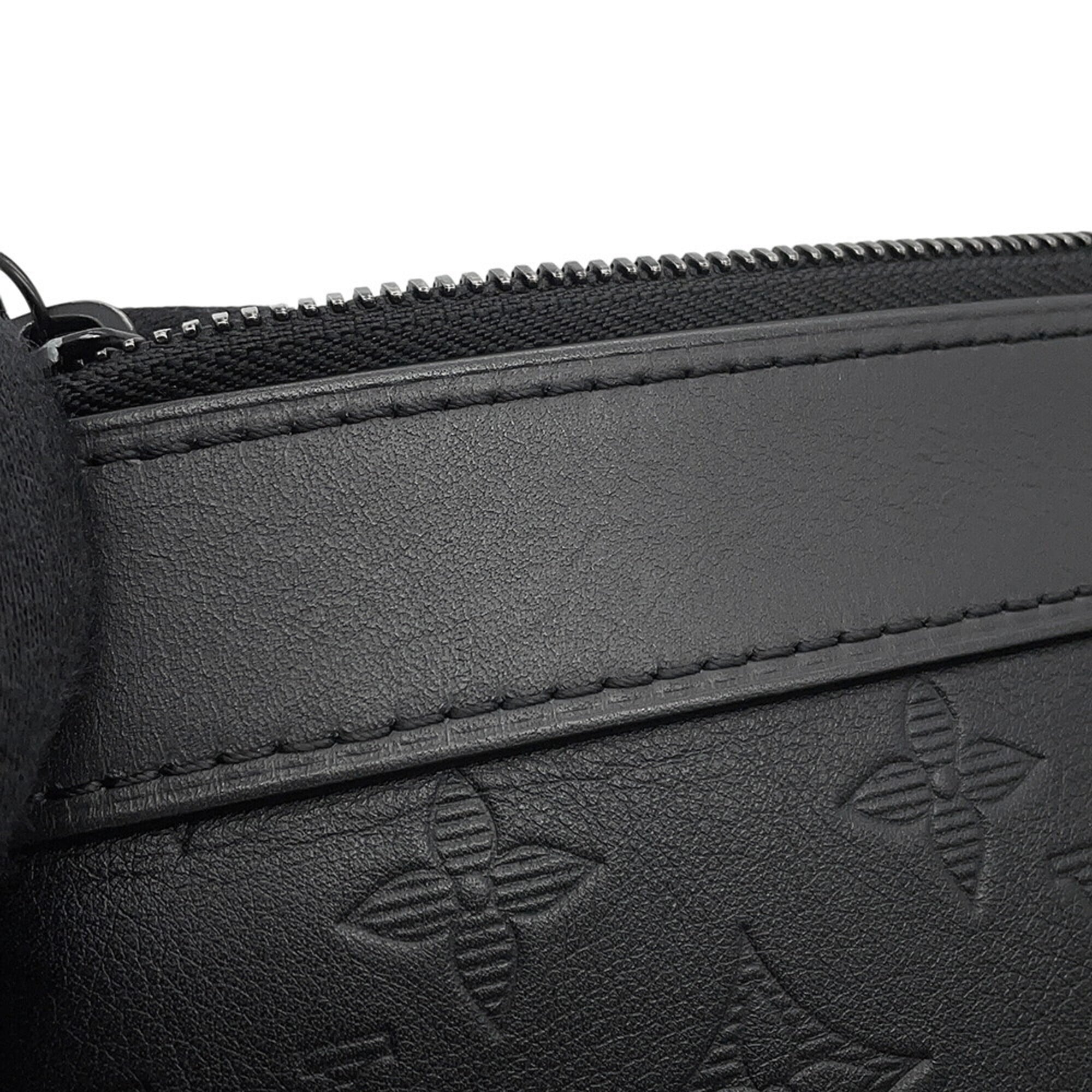 Louis Vuitton Noir Monogram Shadow Clutch Bag Handbag Pochette (Pre-Owned)