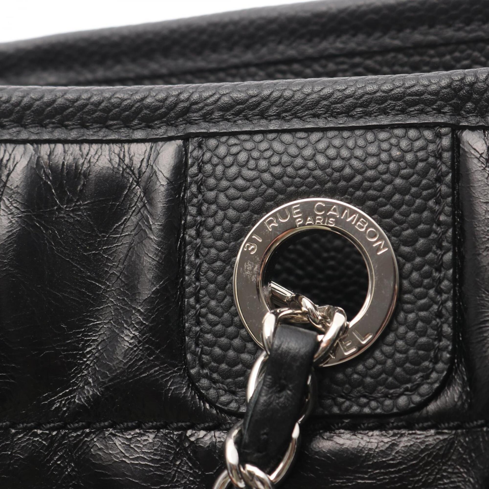 Chanel Black Grained Calfskin Handbag Tote Bag (Pre-Owned)
