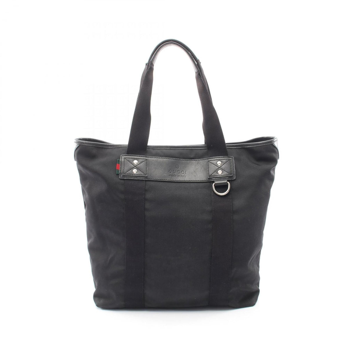 Gucci Black Canvas Leather Handbag Tote Bag (Pre-Owned)