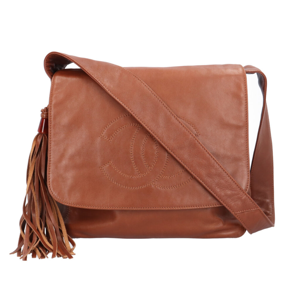 Chanel Brown Leather Handbag Shoulder Bag (Pre-Owned)