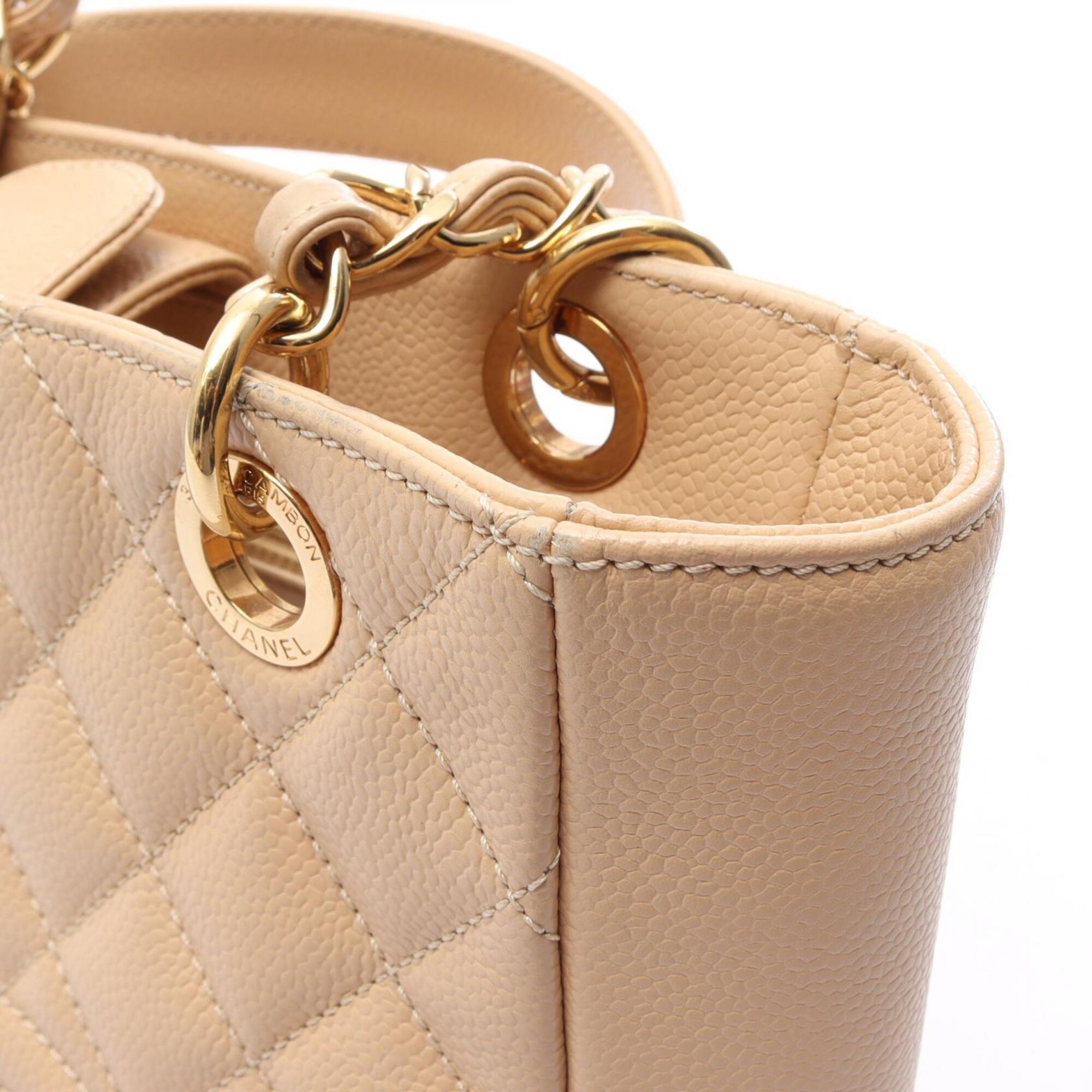 Chanel Beige Grained Calfskin Handbag Tote Bag (Pre-Owned)